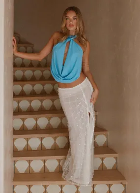 Paradisa Top - Turquoise Casual Pullover High Neckline