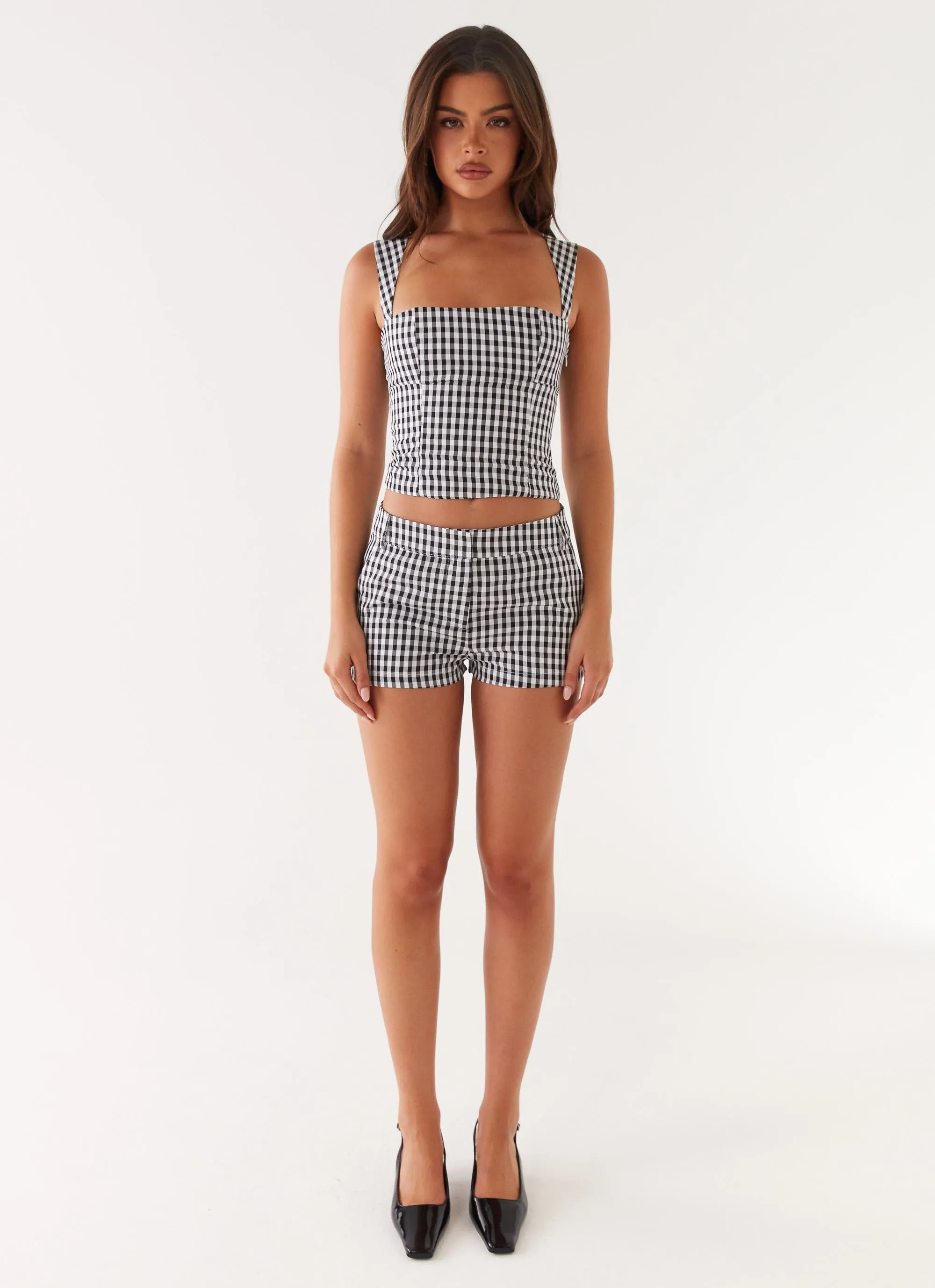 Clayton Top - Black Gingham AdjustableNeckline Hypoallergenic Inner Layer