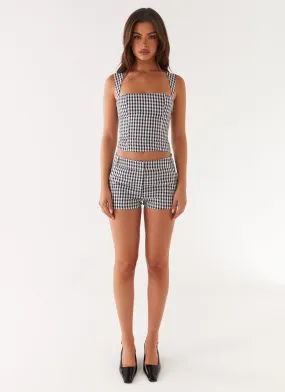 Clayton Top - Black Gingham AdjustableNeckline Hypoallergenic Inner Layer