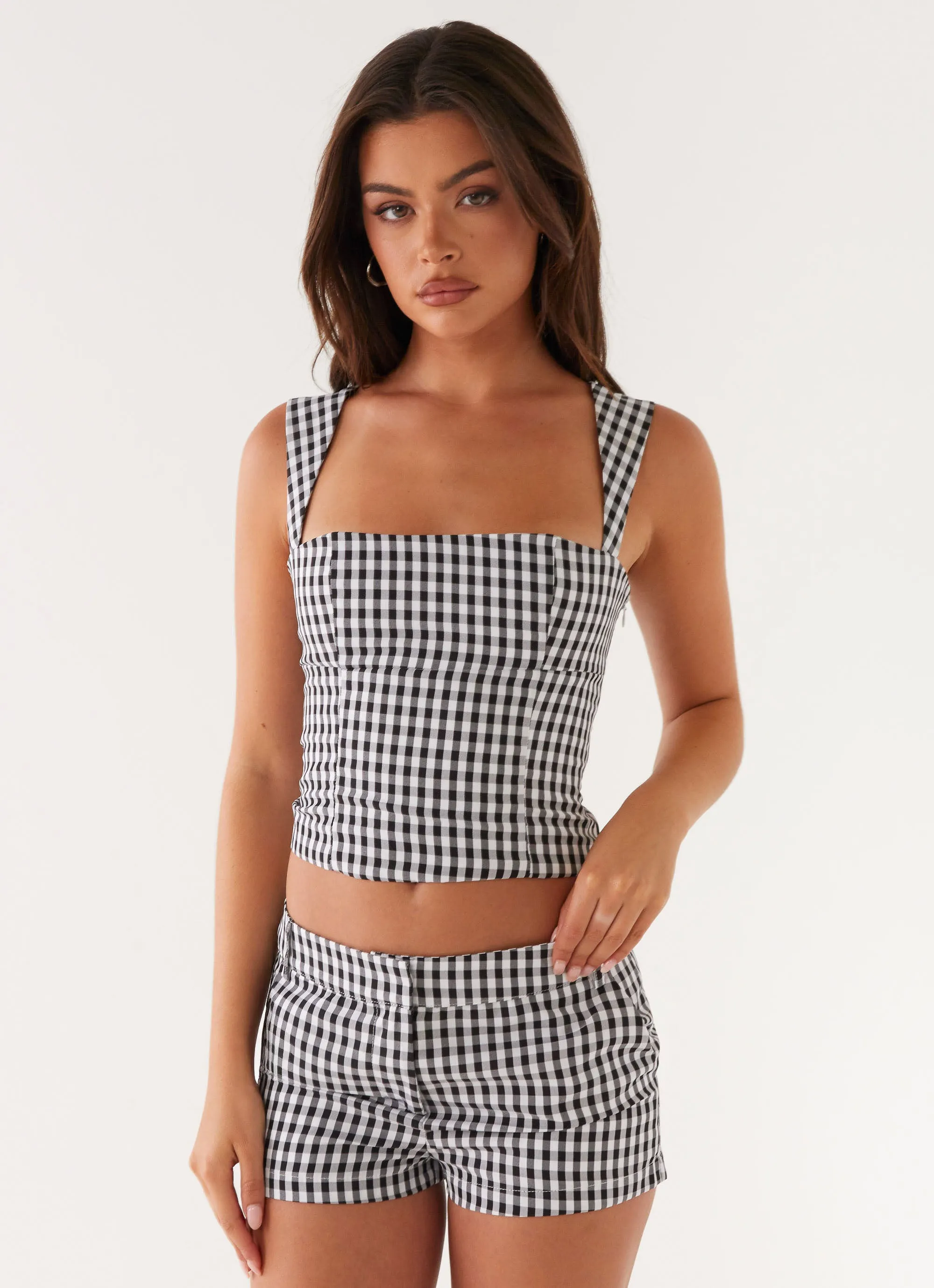 ReflectiveDetails Non Chafe Armholes Clayton Top - Black Gingham