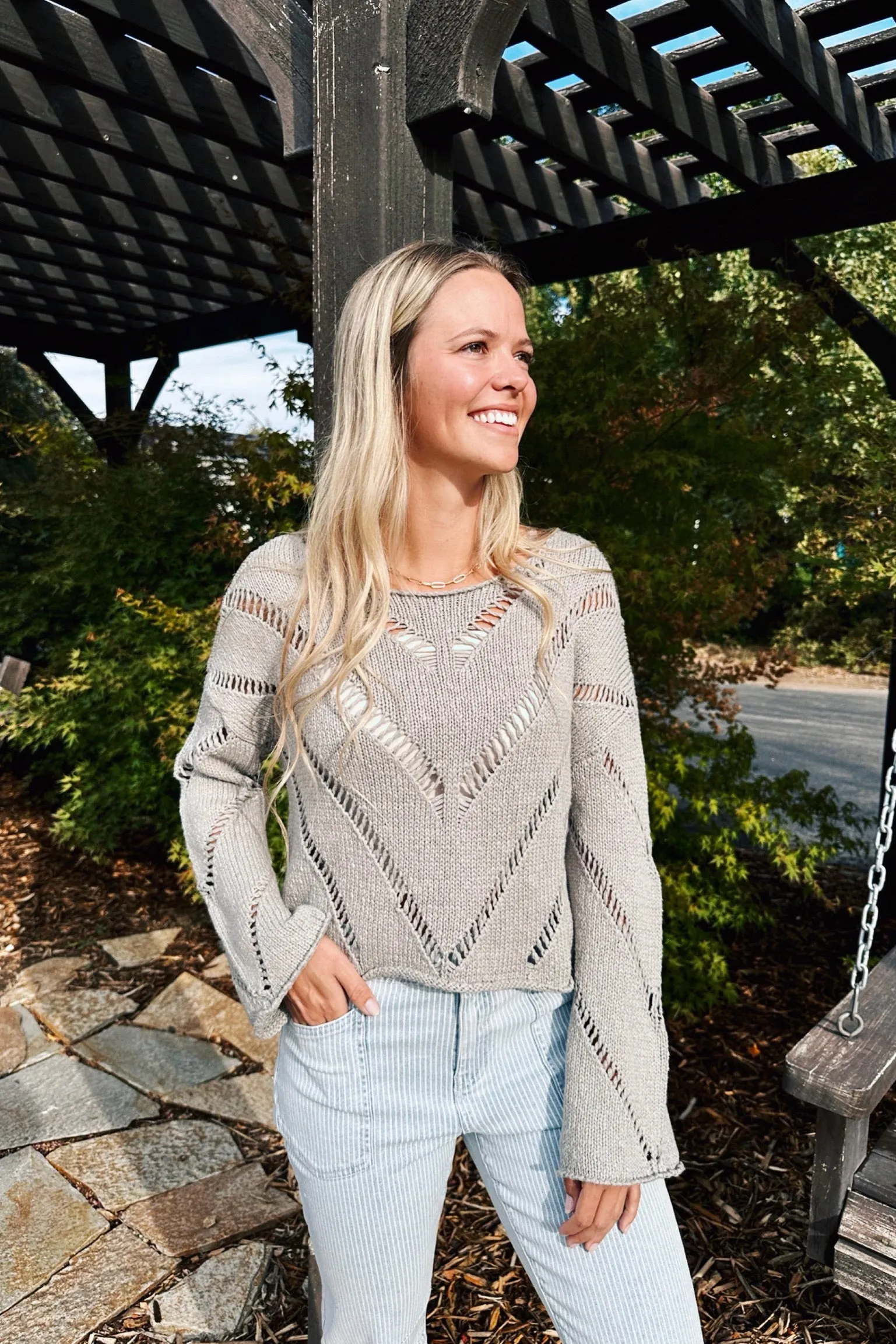 Undone Charm Knit Sweater Work Outfit