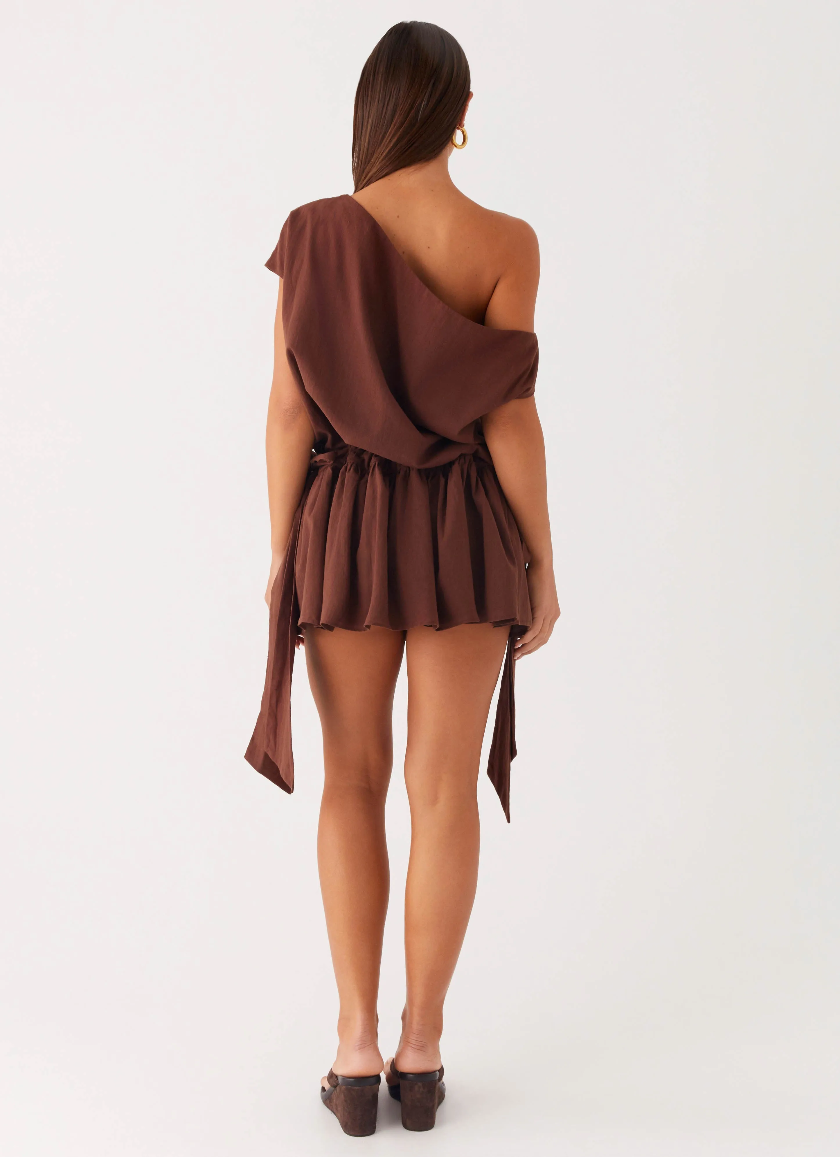 Ettie Mini Dress - Chocolate Vibrant color dress Cap-Sleeve