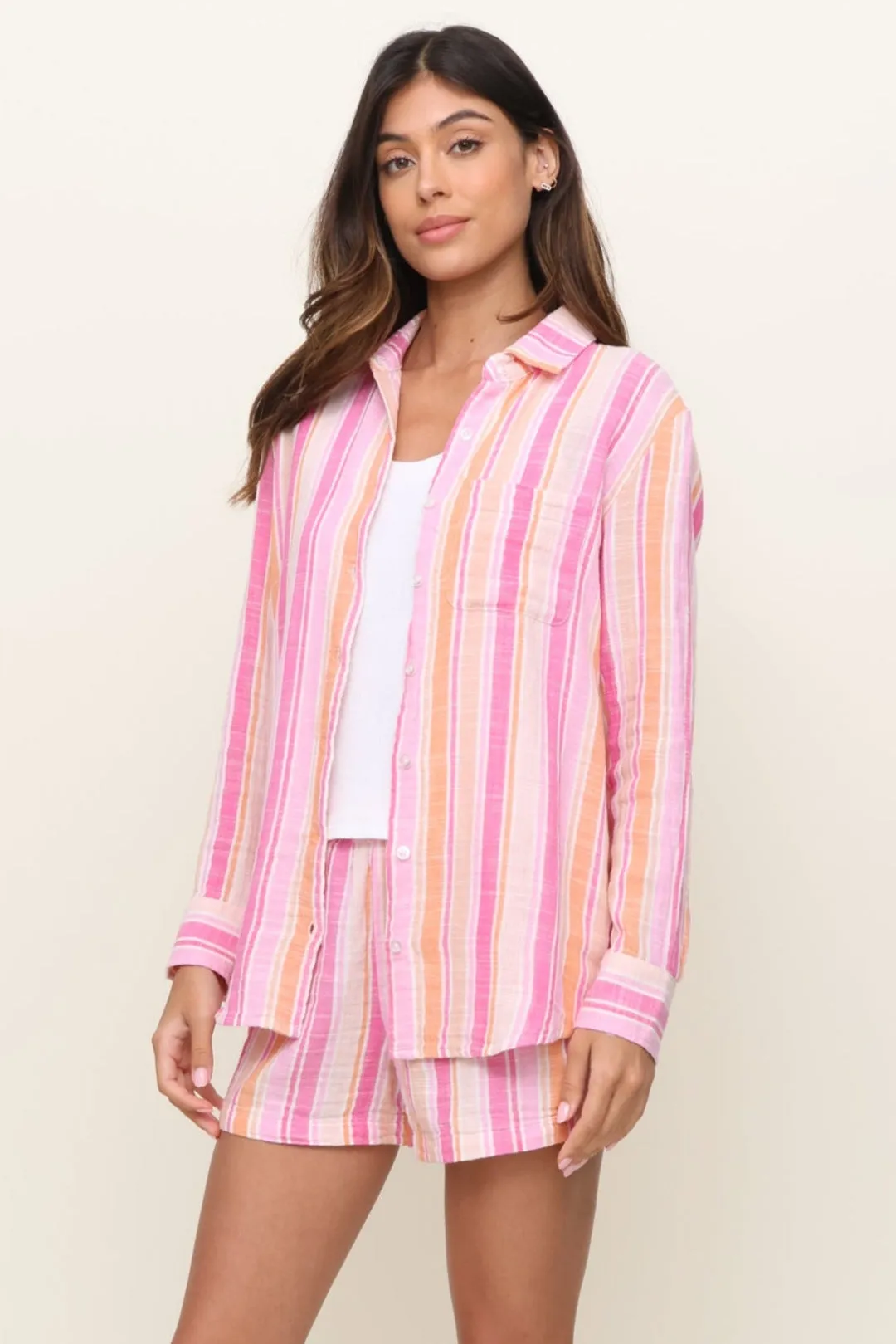 Breathable Linen Blend Saturdays Stripe Shirt