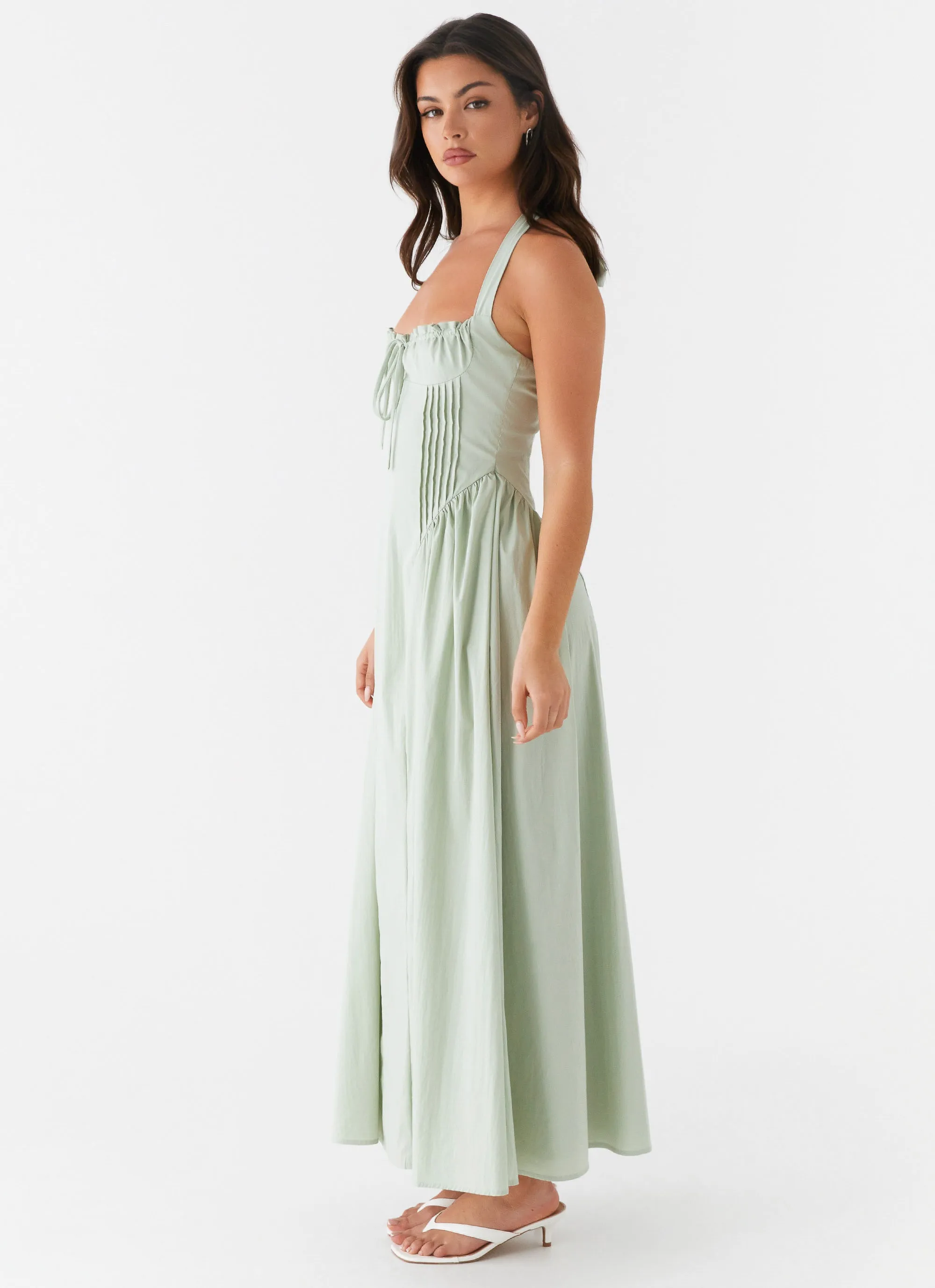 Bold Touches Office Ease Olenna Halterneck Midi Dress - Sage
