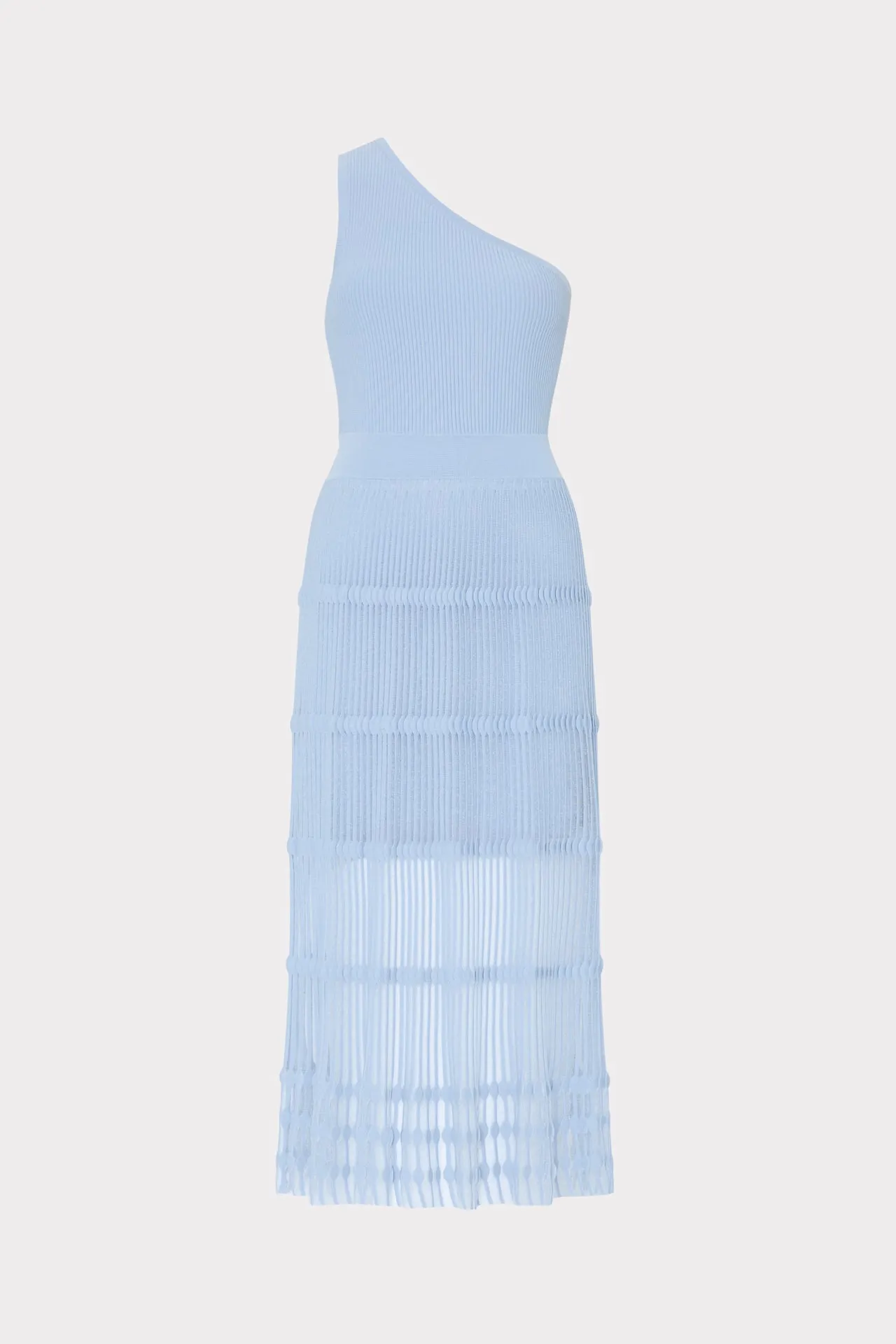 One Shoulder Sheer Knit Midi Dress Work Chic Soft Composition