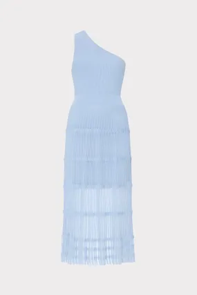 One Shoulder Sheer Knit Midi Dress Work Chic Soft Composition