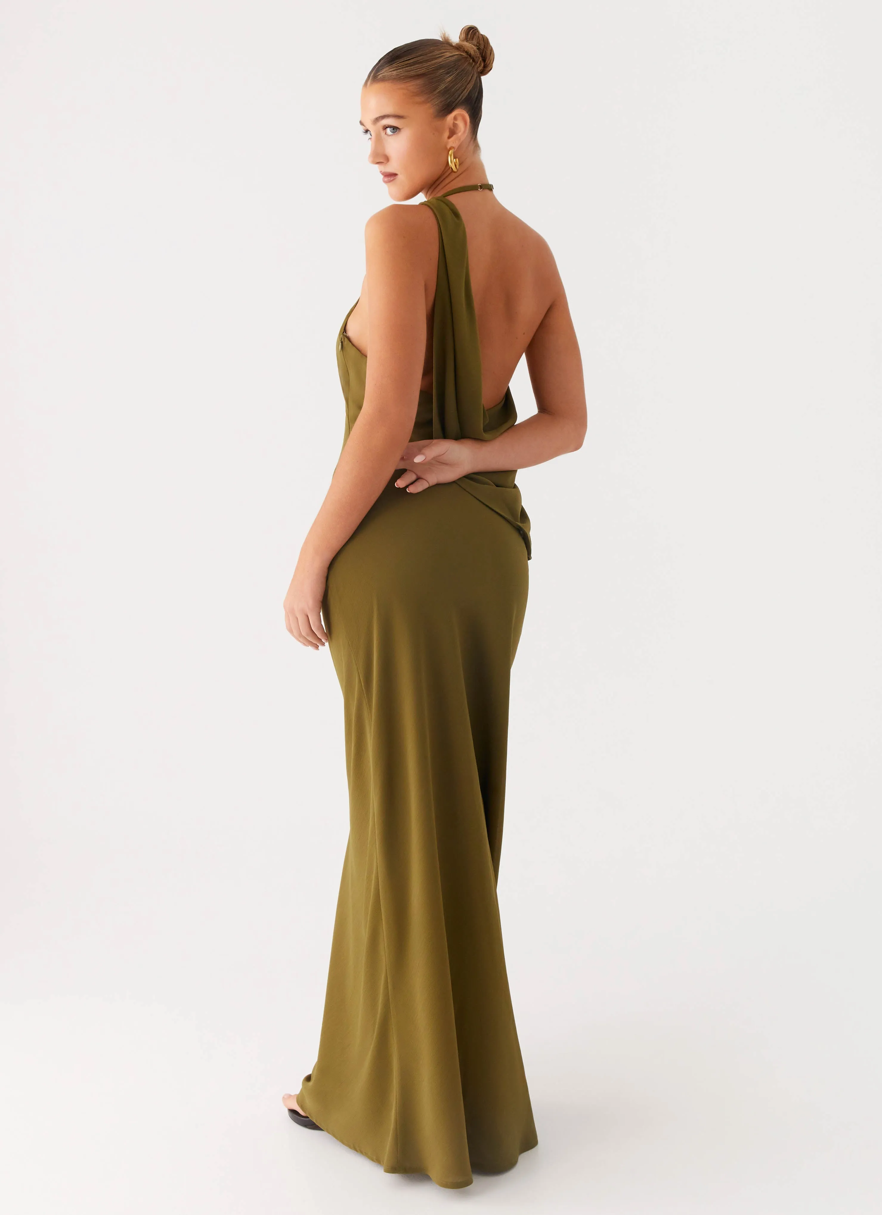 Opal Glow Maxi Dress - Khaki Chill Lines Comfortable office piece