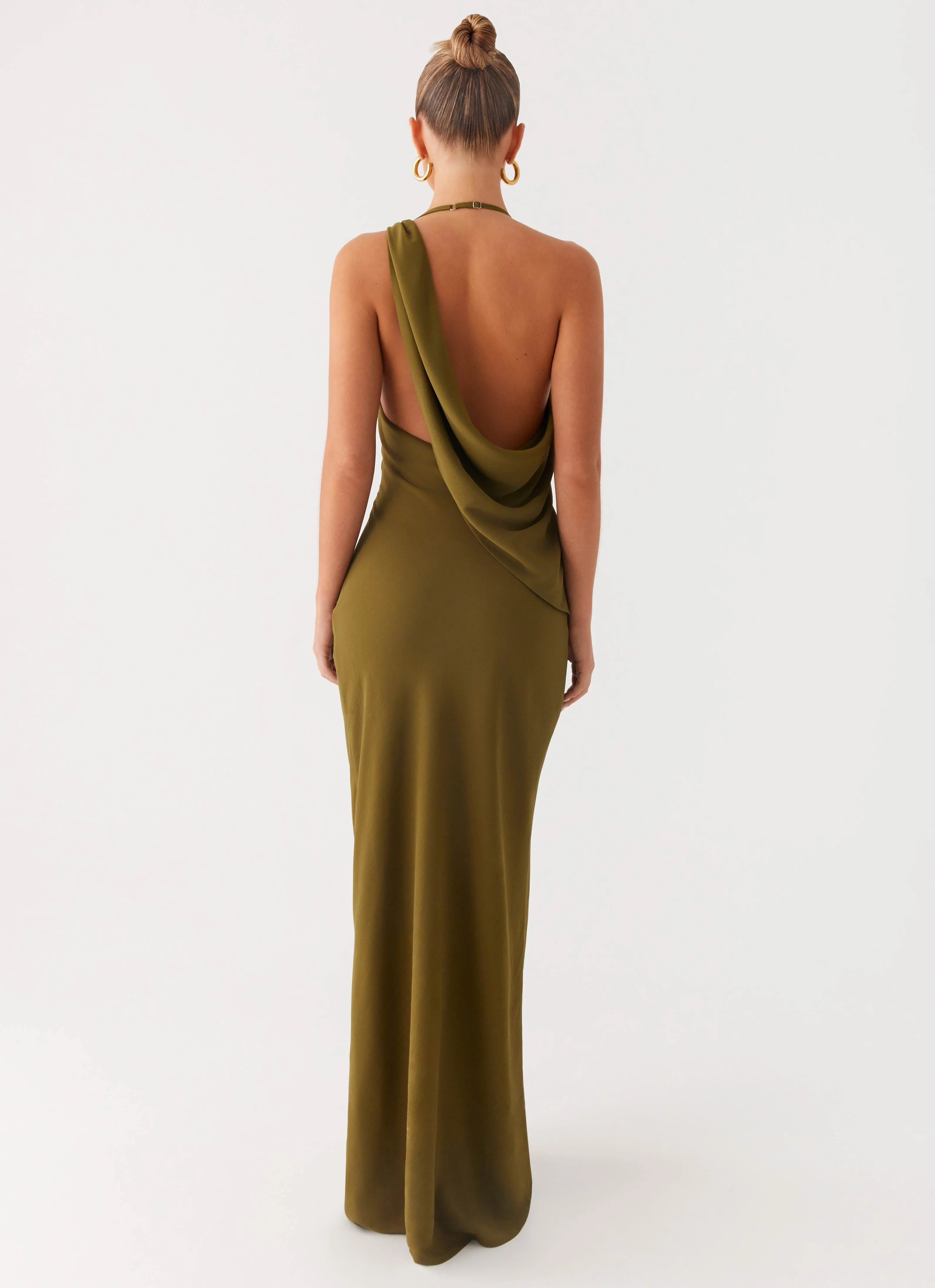 Opal Glow Maxi Dress - Khaki Chilly Comfort Wear Pose Sweet