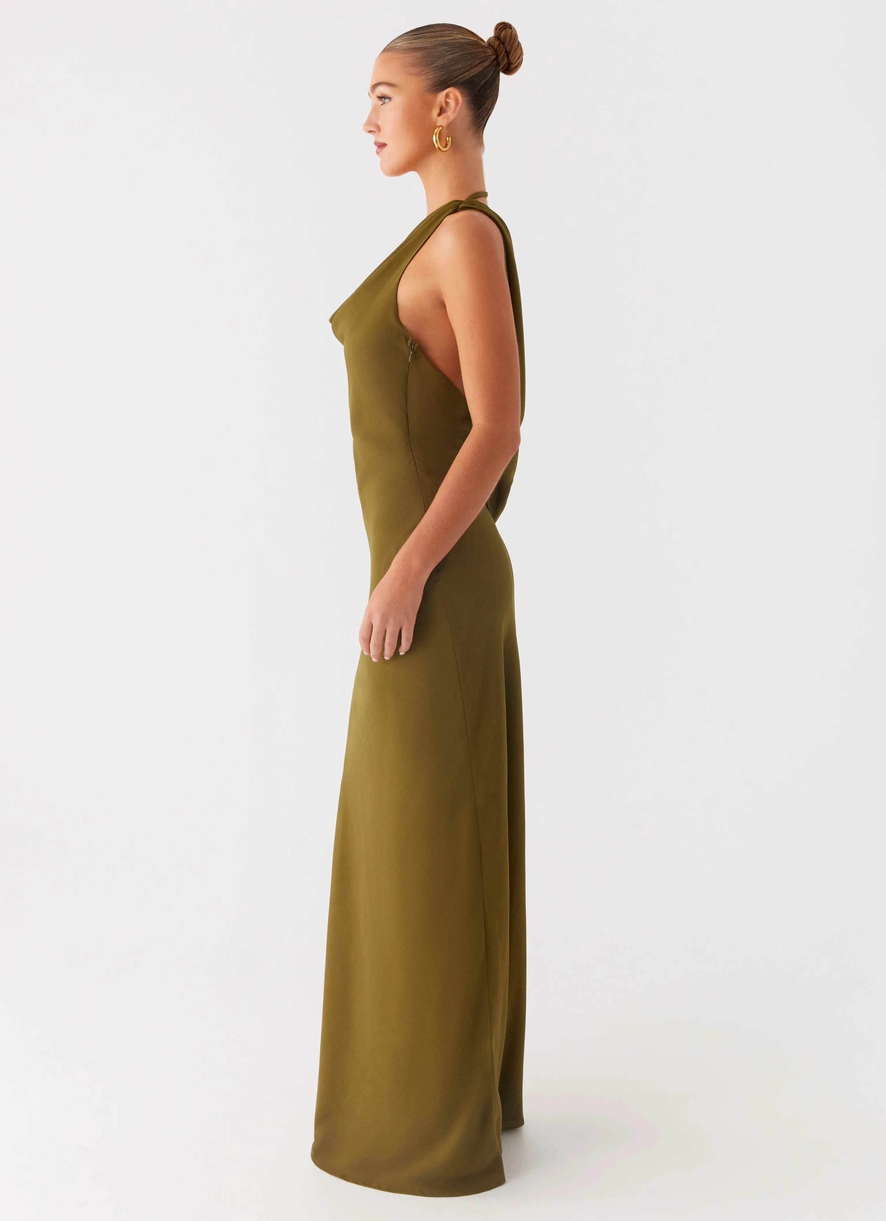 Vibrant Light Opal Glow Maxi Dress - Khaki