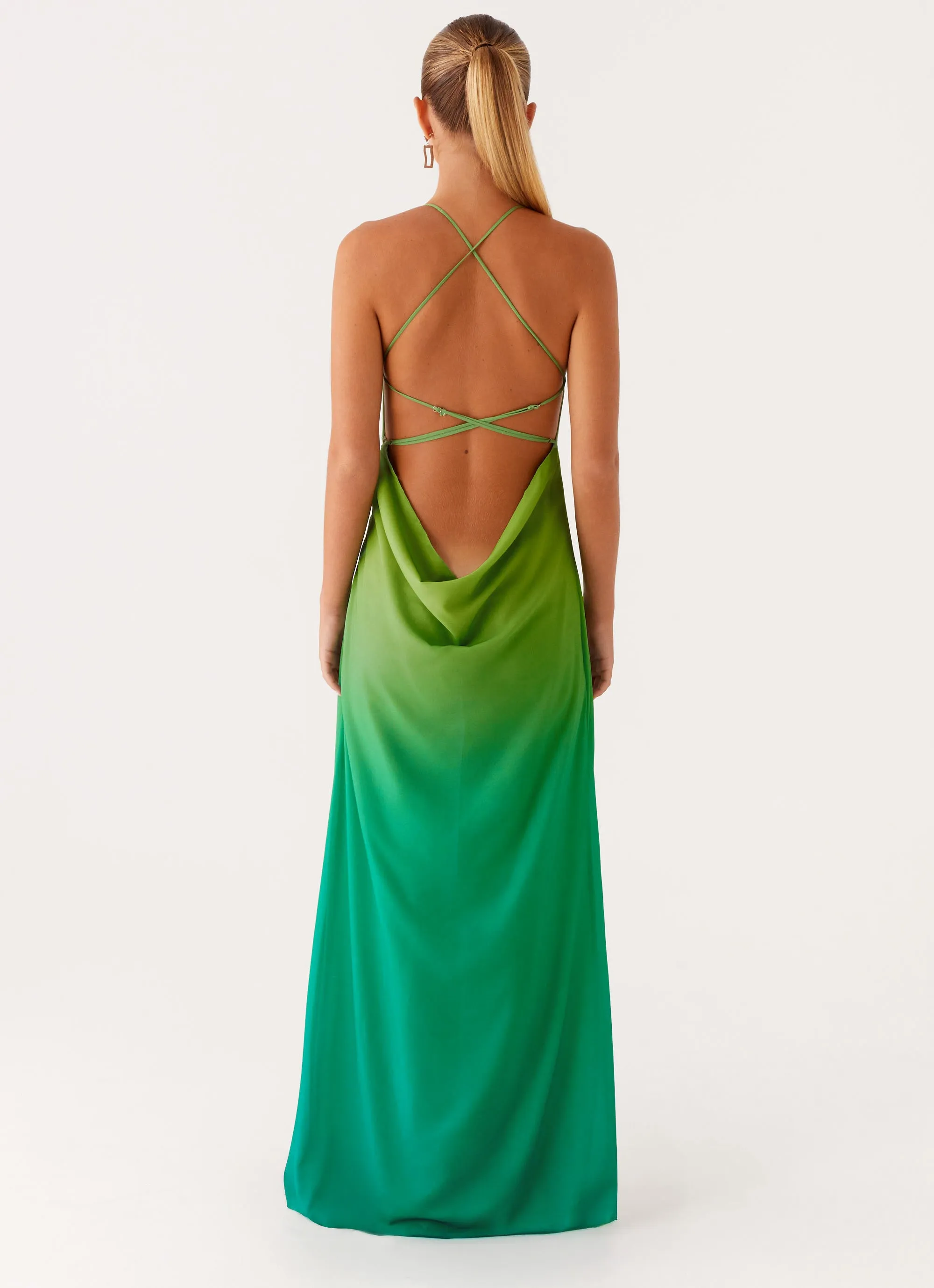 Texture Blend Opposites Attract Maxi Dress - Green Ombre