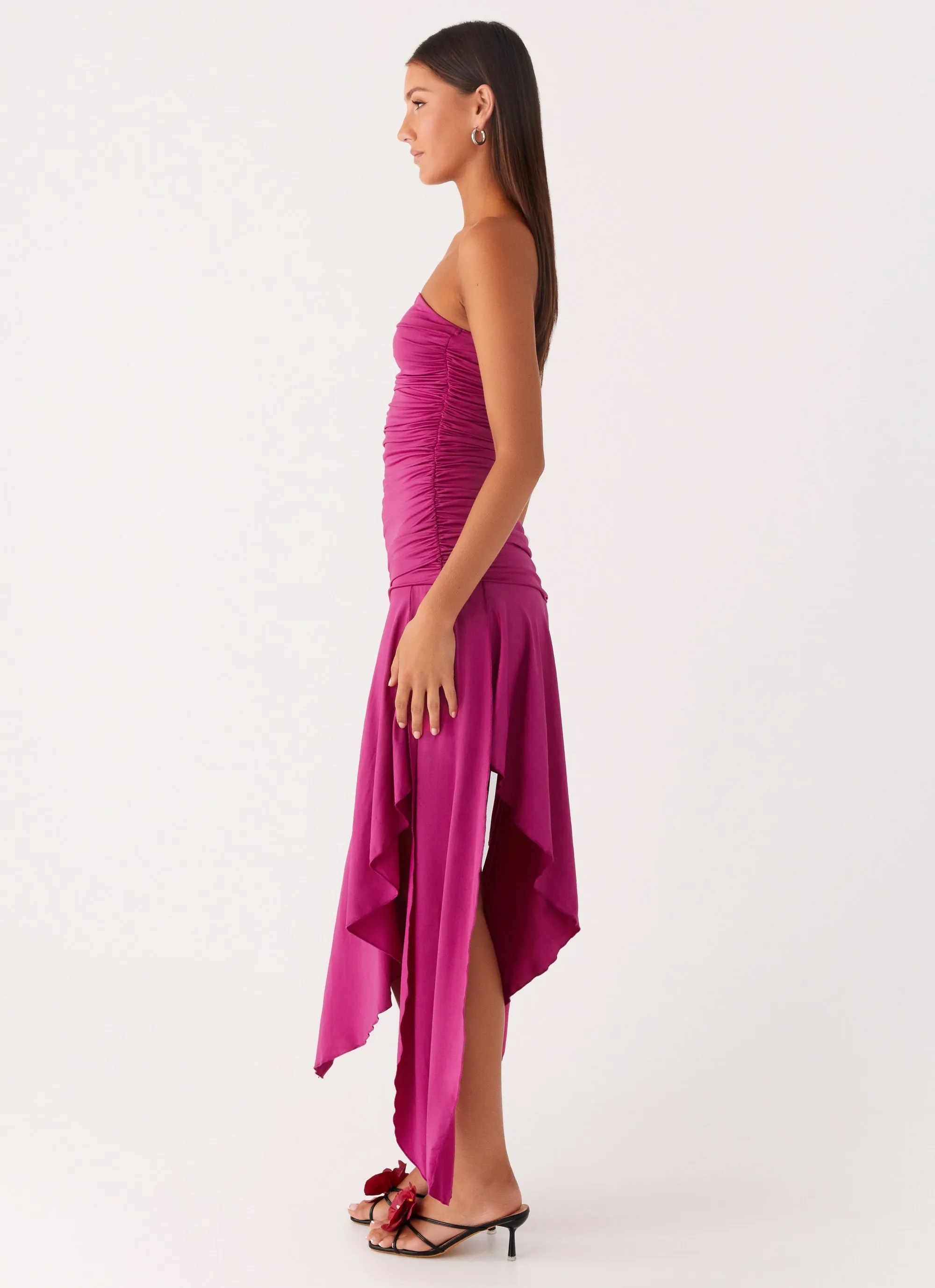 Ora Strapless Maxi Dress - Fuchsia Soft Tones Chill Vibes