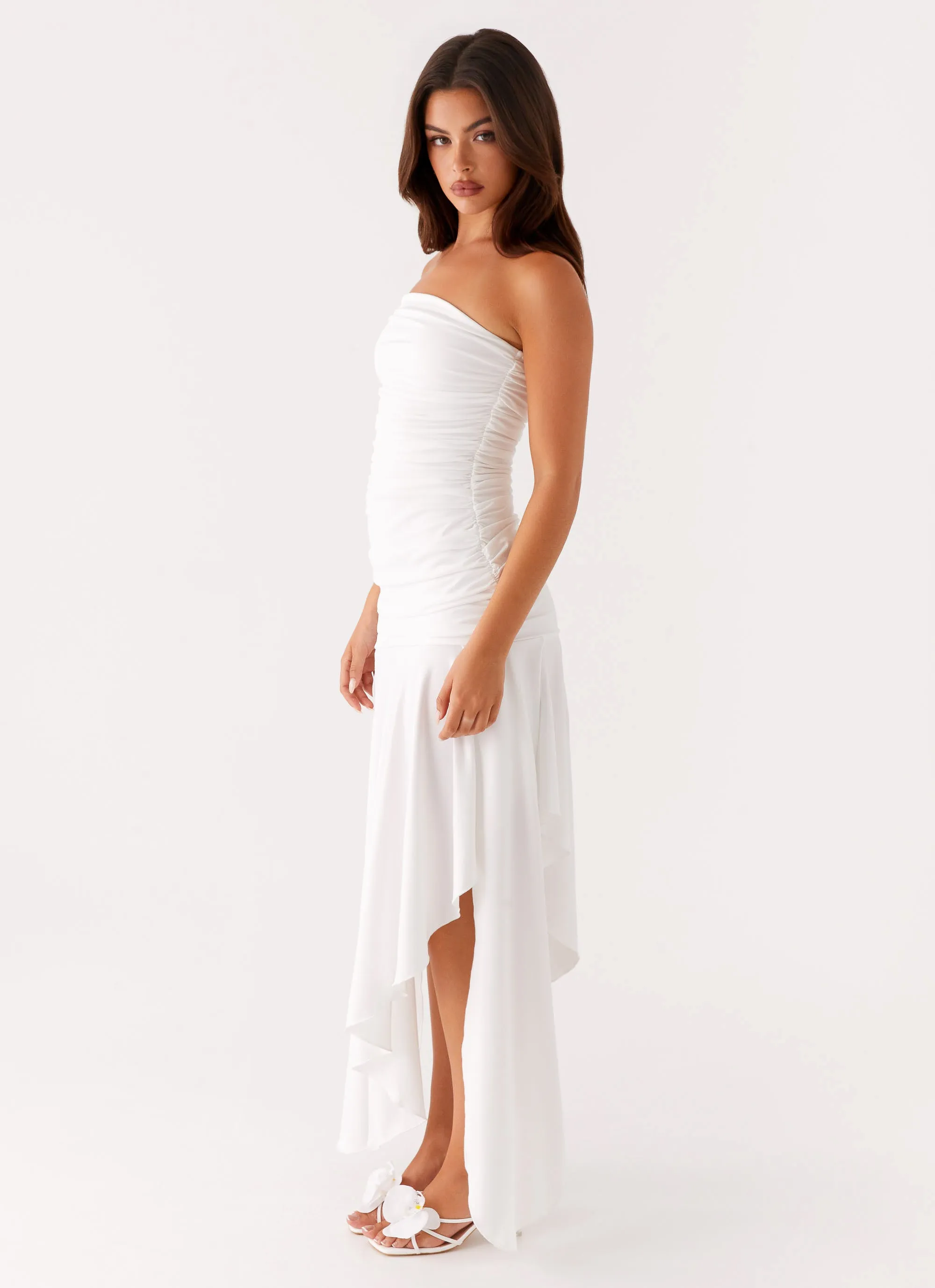 Ora Strapless Maxi Dress - White Quick Drying Fluid Fabric