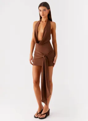 Flowing Design Elegant Vibe Orchard Mini Dress - Chocolate