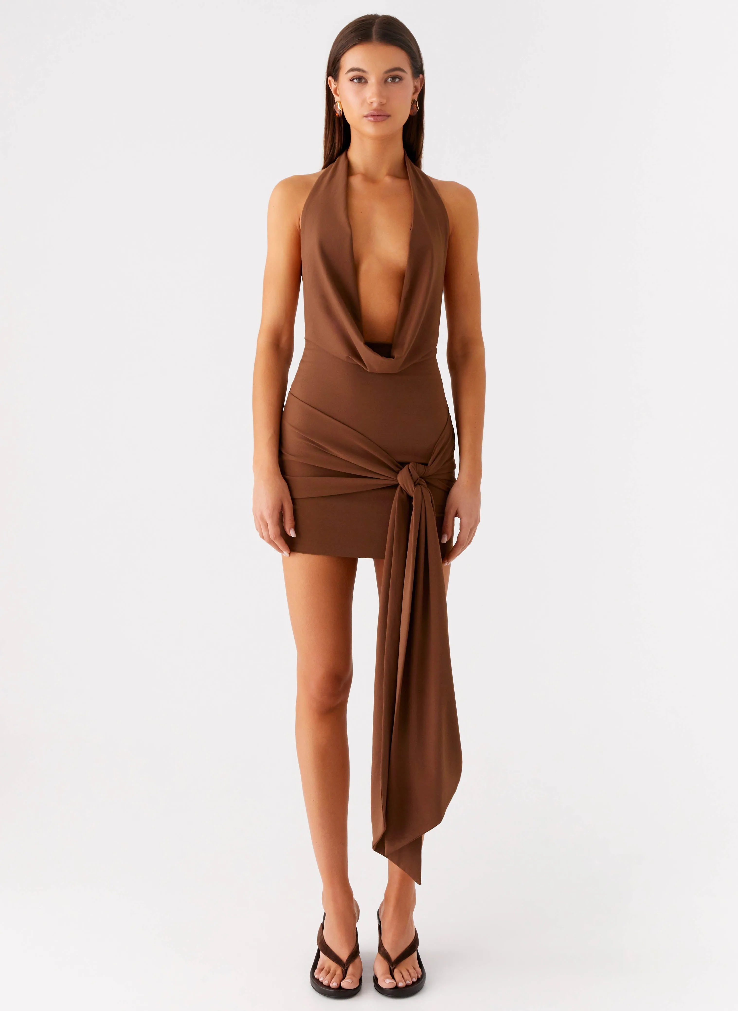 Orchard Mini Dress - Chocolate Water resistant coating