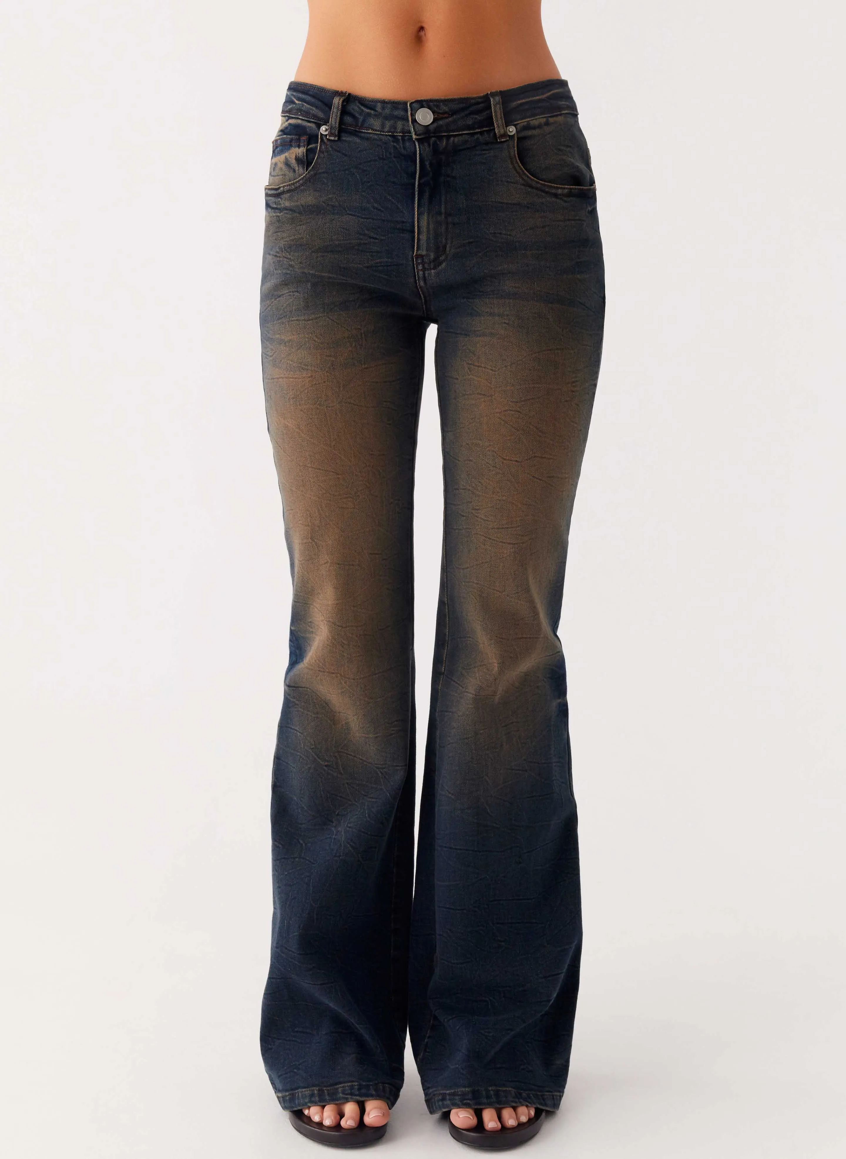 Low Impact Processing Clean Lines Oregon Flared Jeans - Dirty Black Wash