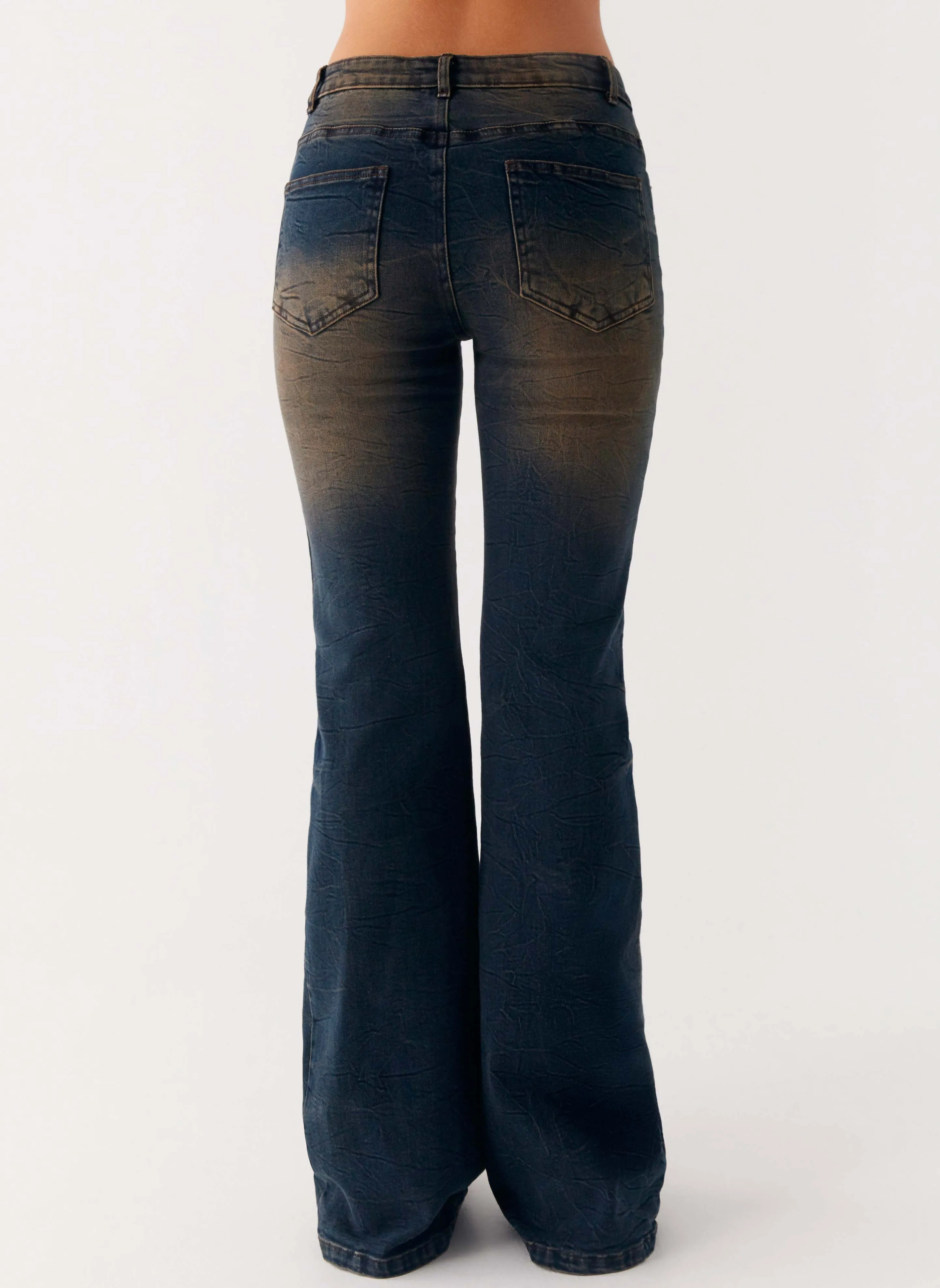 Low Maintenance Fabric Oregon Flared Jeans - Dirty Black Wash