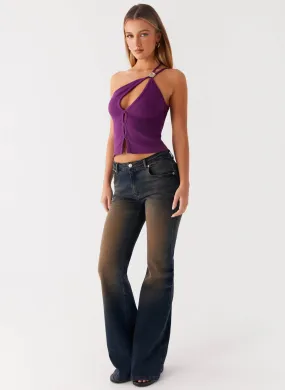 Oregon Flared Jeans - Dirty Black Wash Weekender Wear Party Look Weekend Warrior