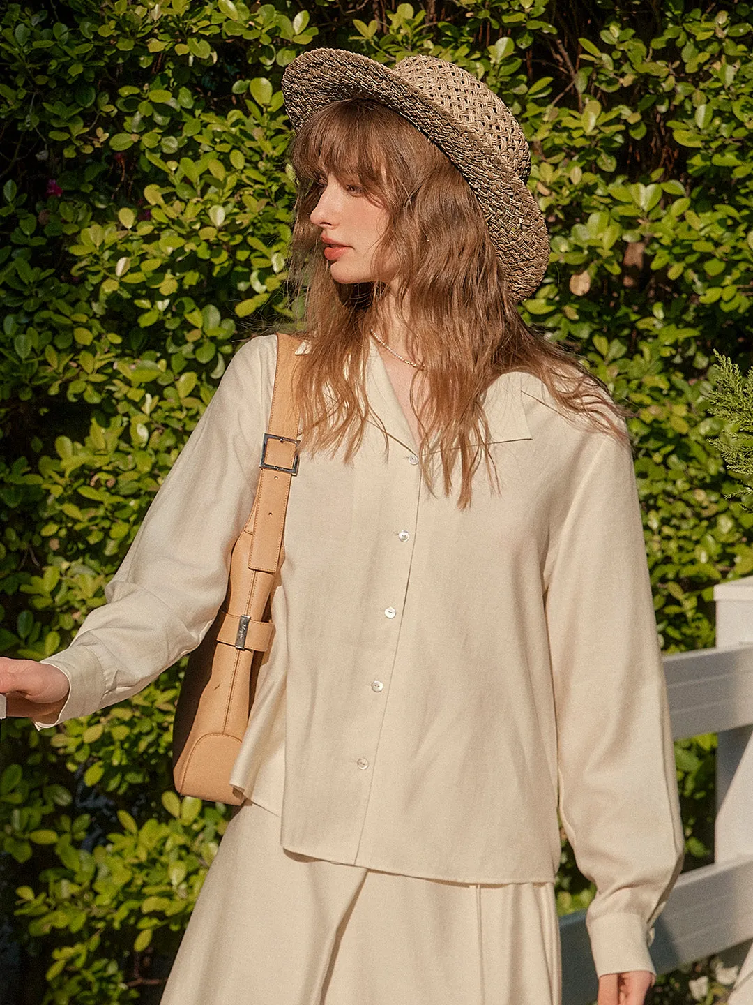 Hot Weather ??Final Sale??Isla V-Neck Lapel Wool Shirt- Yellow