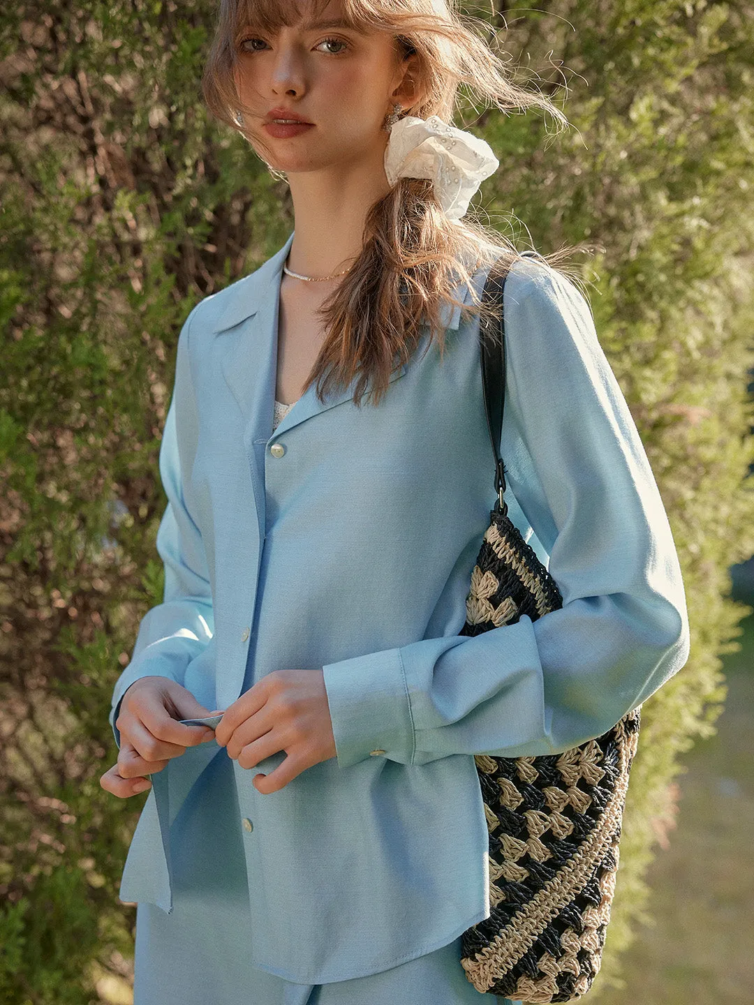 HeatRegulating ClassicCrewNeck ??Final Sale??Isla V-Neck Lapel Wool Shirt- Yellow