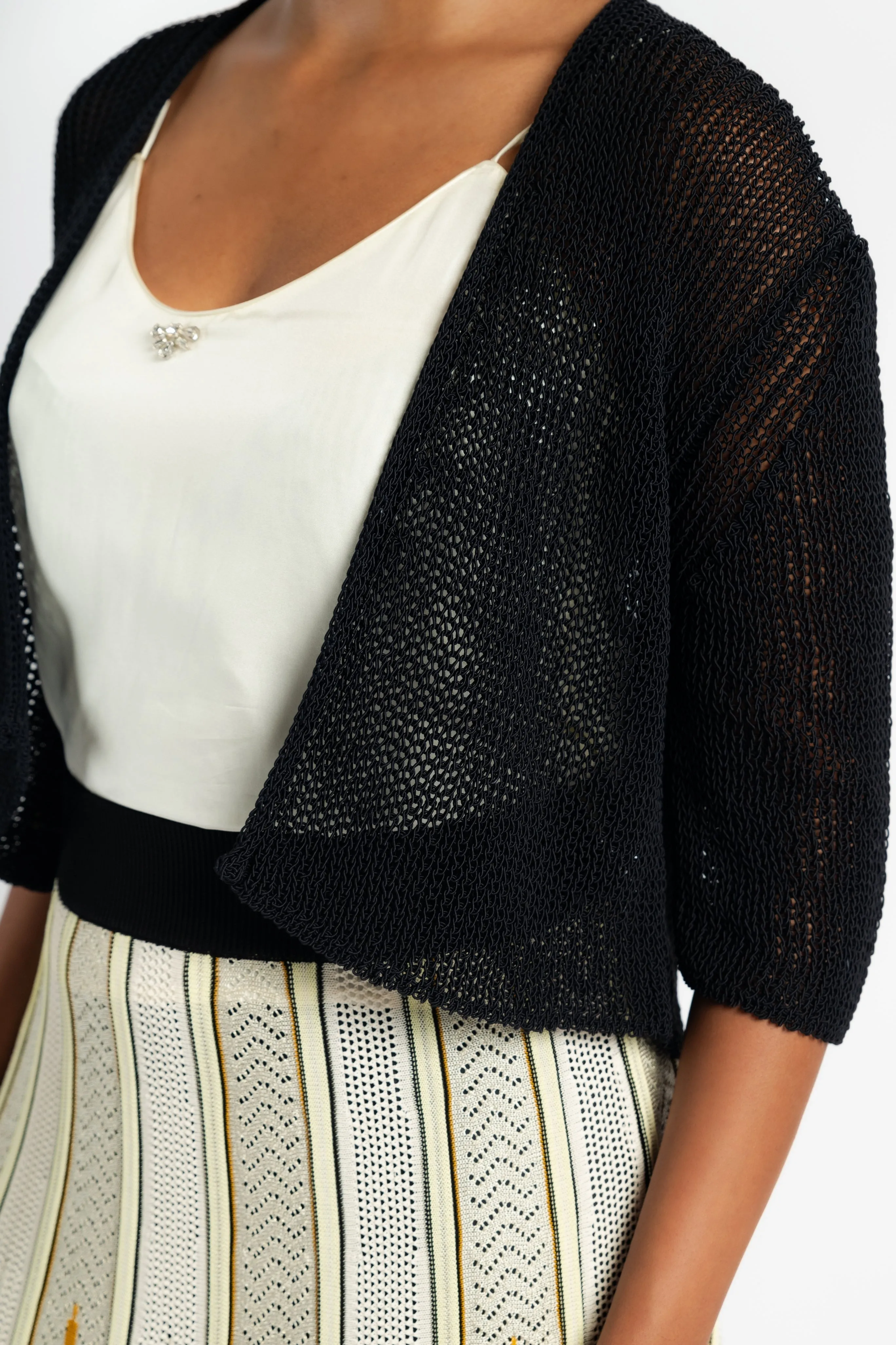 Organic Cotton Blend Rib Knit Cardigan Laser Cut Edges High Visibility Trim