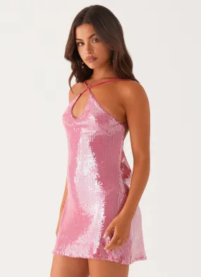 Radiant Energy Cowl Back Mini Dress - Fuchsia Refined Mood