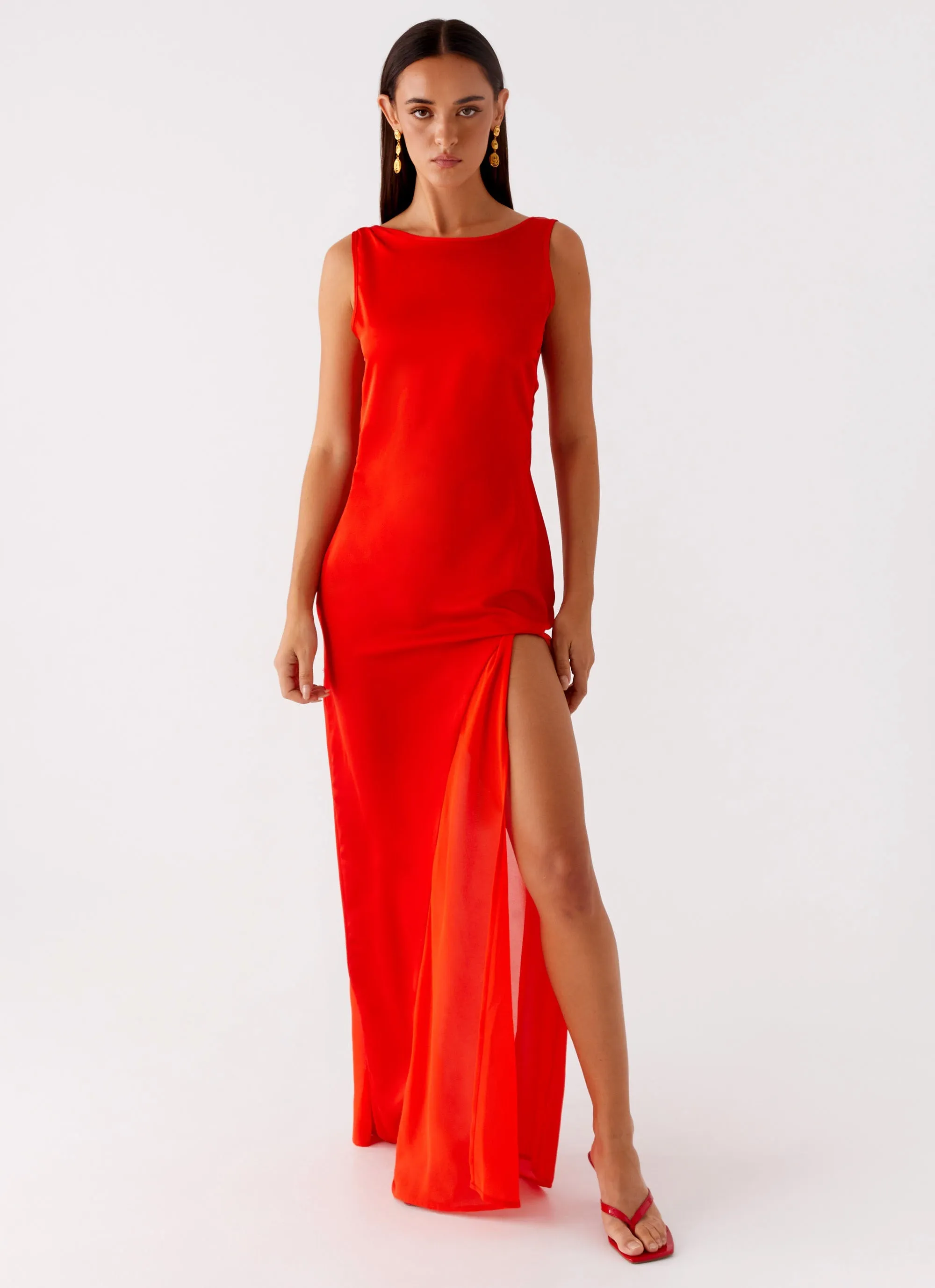 Ramiro Maxi Dress - Red Breathable Simple yet chic gown