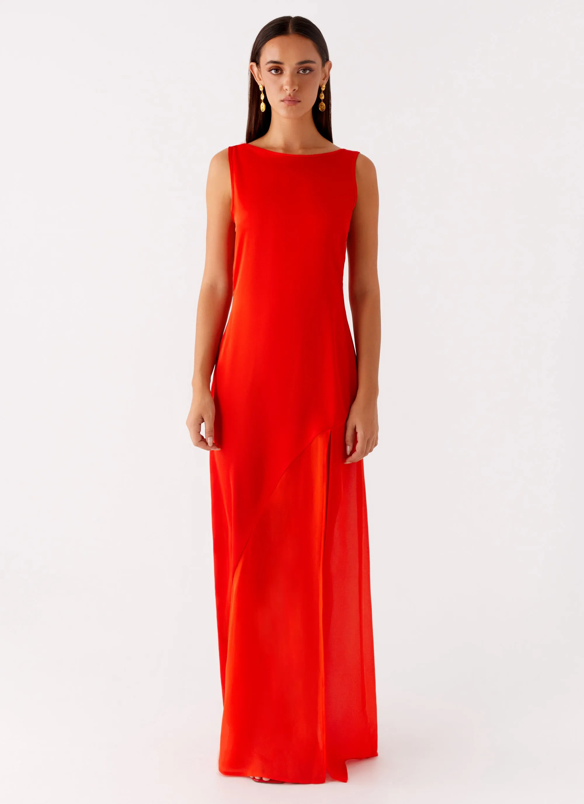 Ramiro Maxi Dress - Red CrinkleResistantWeave Stretch Fabric