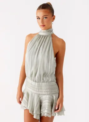 Willow Chiffon Mini Dress - Green Stylish Line Euro Ease