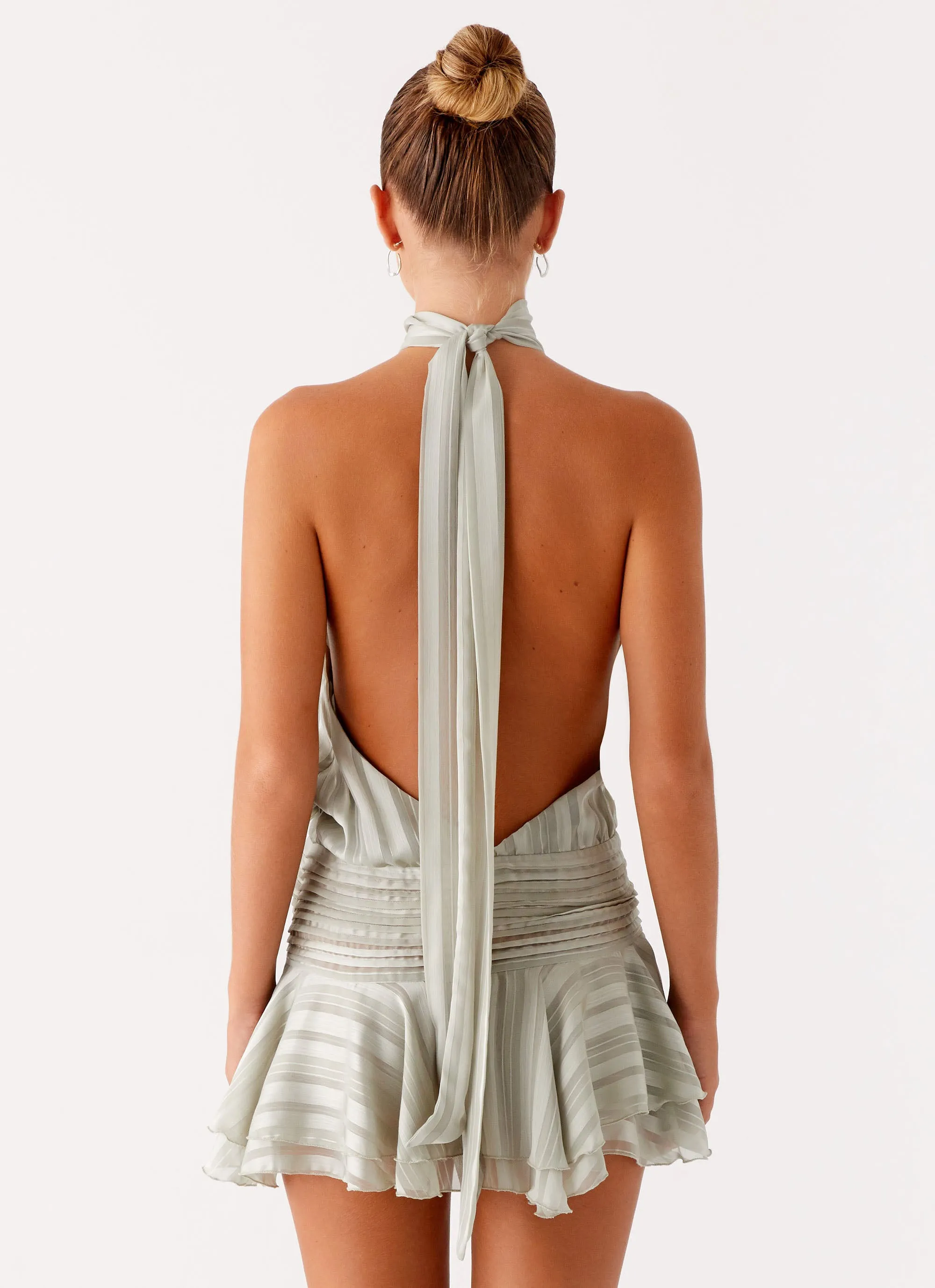 Modern Outfit Refined Edge Willow Chiffon Mini Dress - Green