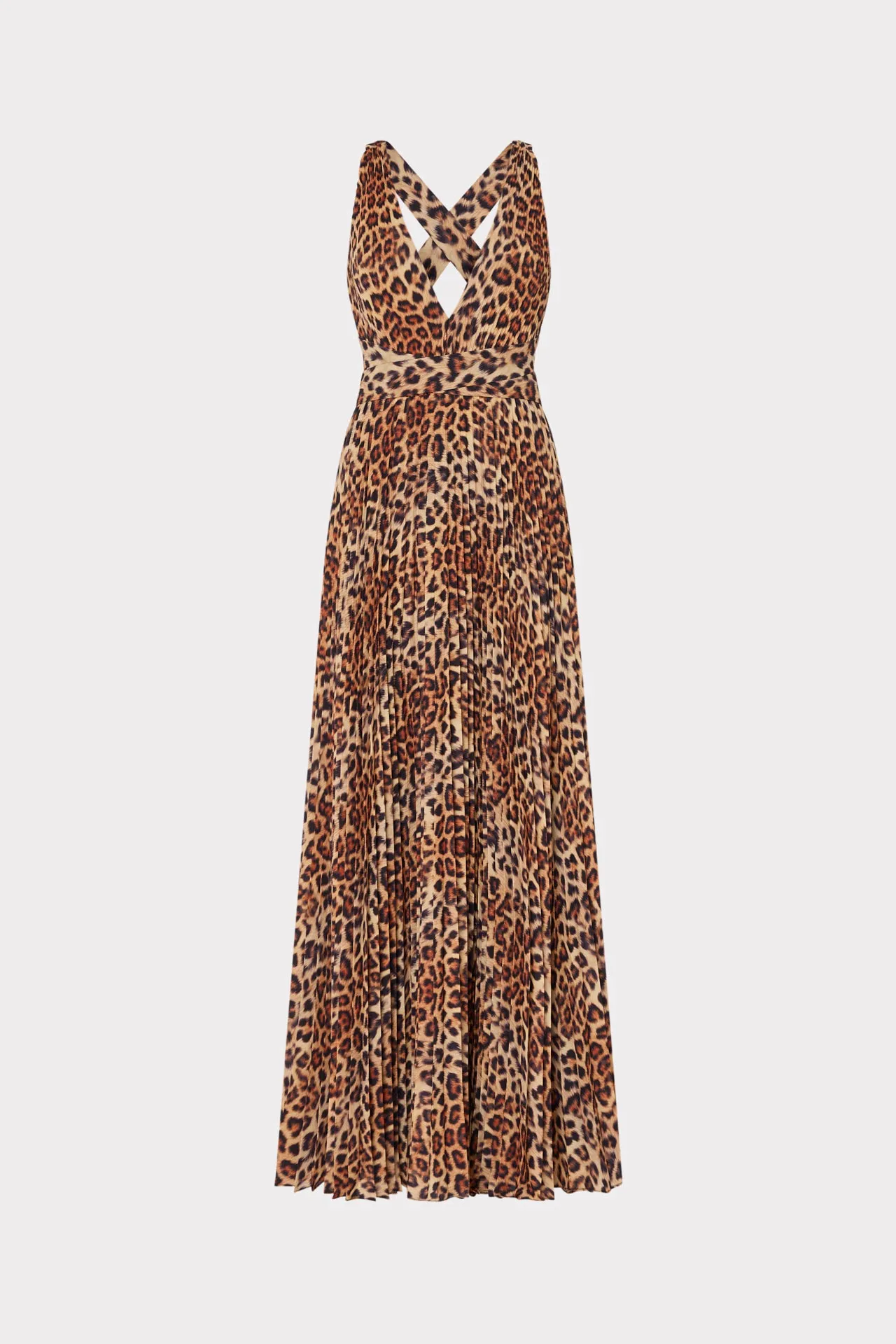 Vibrant Tone Oria Leopard Print Pleated Dress
