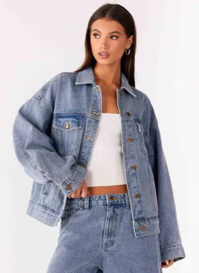 shearling Outdoor Shield Orleans Oversized Denim Jacket - Blue