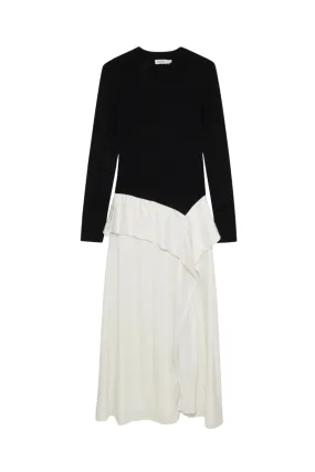 Ornella Knit Satin Midi Dress Wrinkle-Free-Finish Color Glow