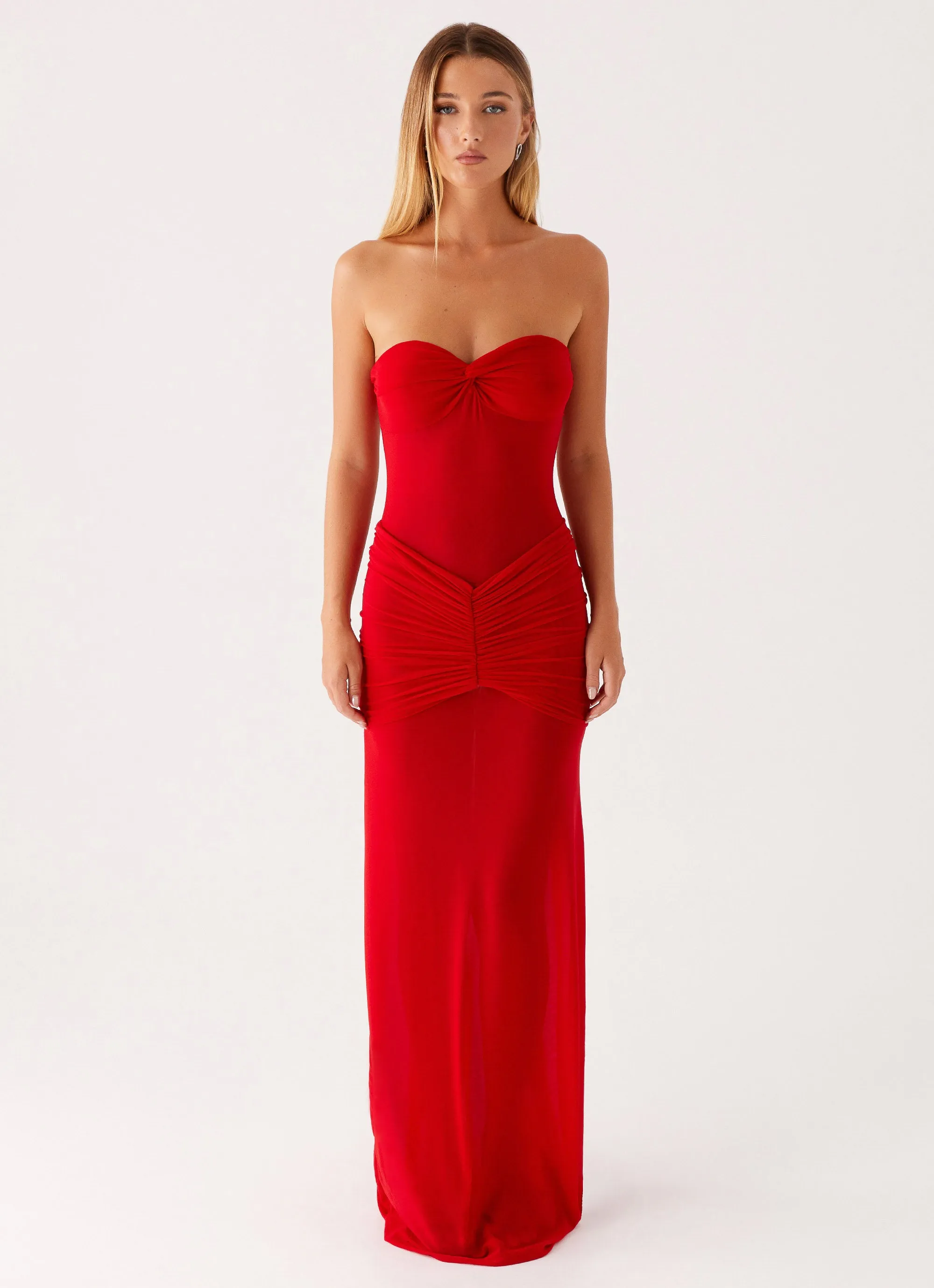 Ottilie Mesh Maxi Dress - Red Hidden Pocket
