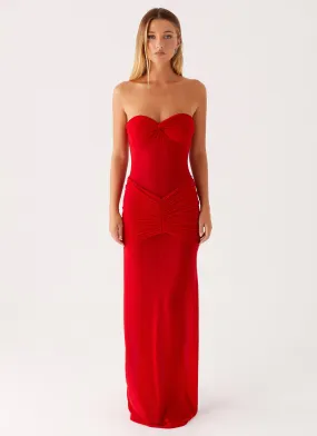 Ottilie Mesh Maxi Dress - Red Hidden Pocket