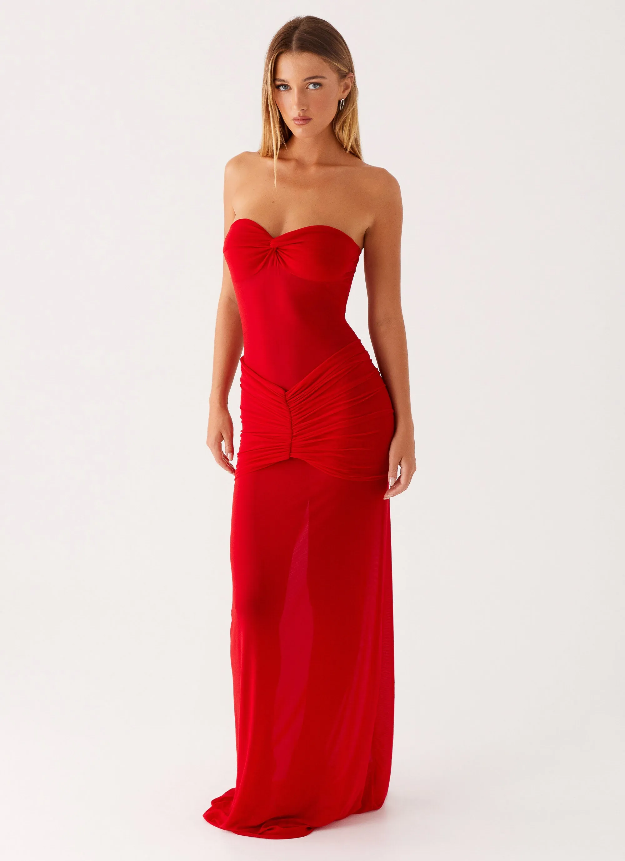 Festival-Ready Ottilie Mesh Maxi Dress - Red