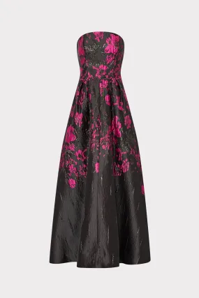 Casual-Look Winona Floral Jacquard Strapless Gown