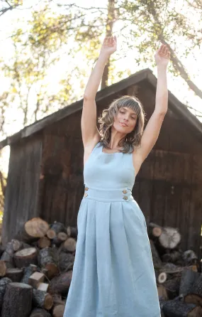 Brigid Jumper in BB Blue Texture Cotton Practical work-to-play piece Work Flex