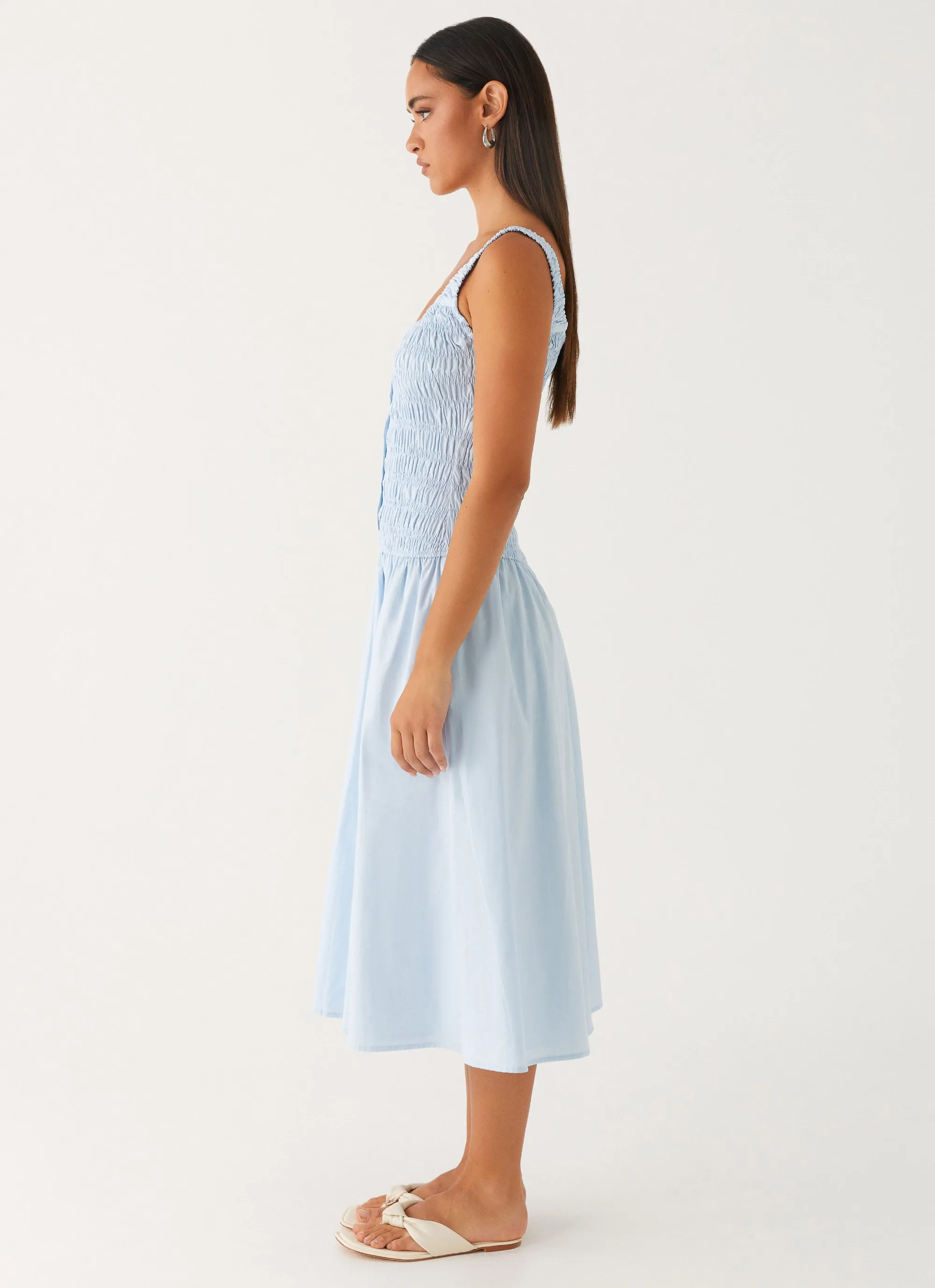 Tailored-fit Wildflower Midi Dress - Blue