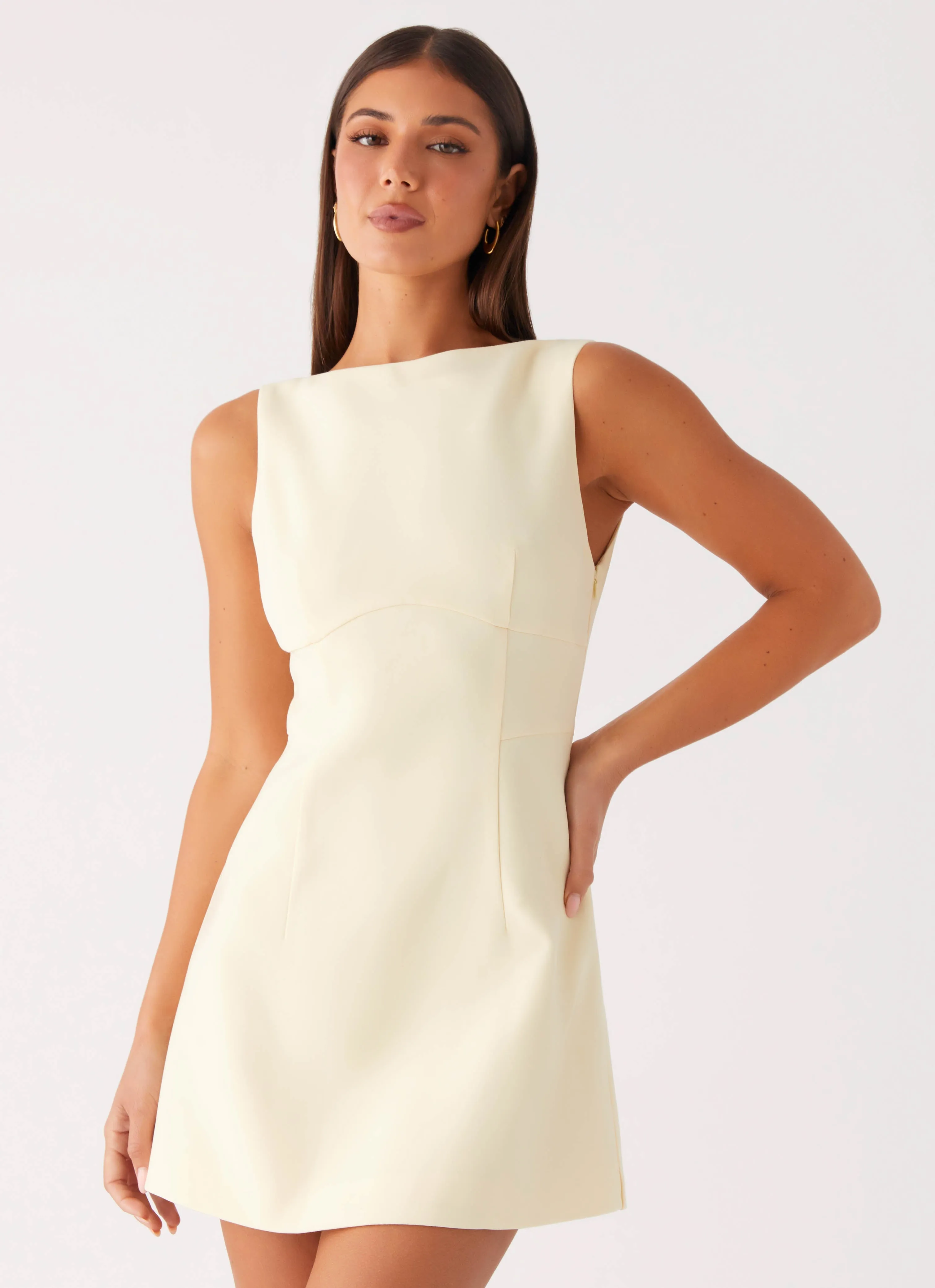 Lulita Mini Dress - Buttercream Yellow Soft Focus Vegan Material