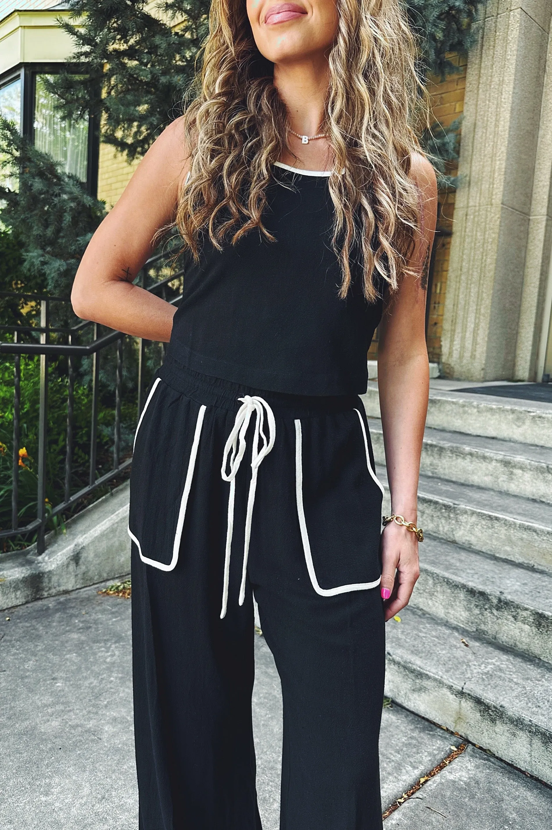 Outlined Linen Pants Core Cut