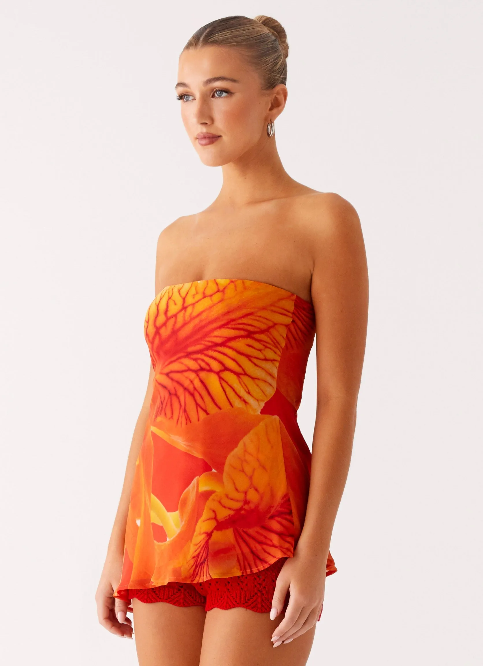 Over The Horizon Asymetrical Top - Serene Orange Seamless Design TearResistantWeave