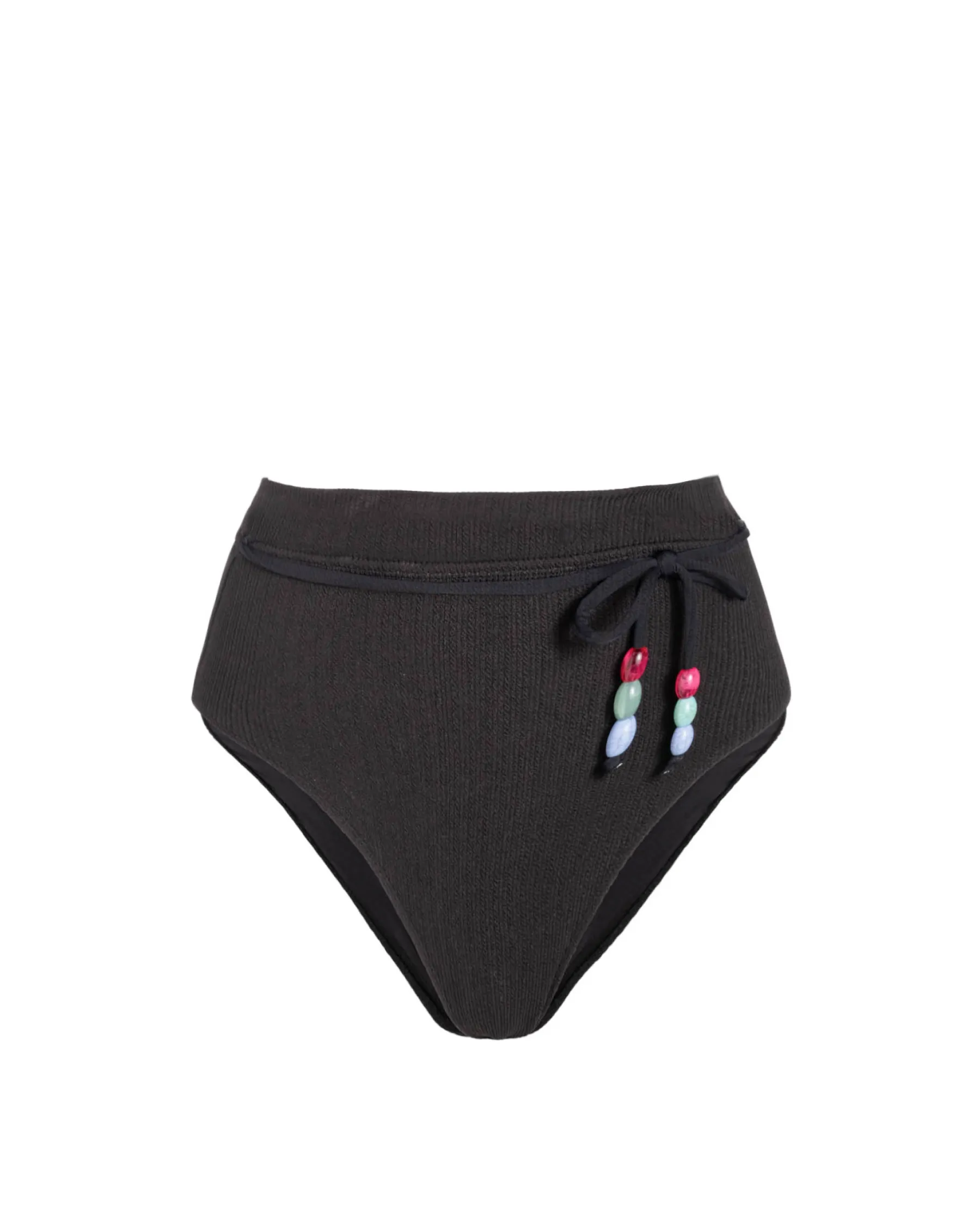 Belted Hi Waist Hi Leg Bottom In Black Texture Leisure Swim neon colors