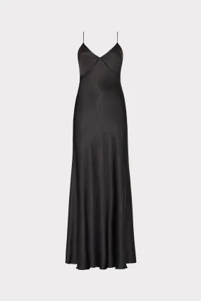 Addie Hammered Satin Maxi Dress Crisp Finish