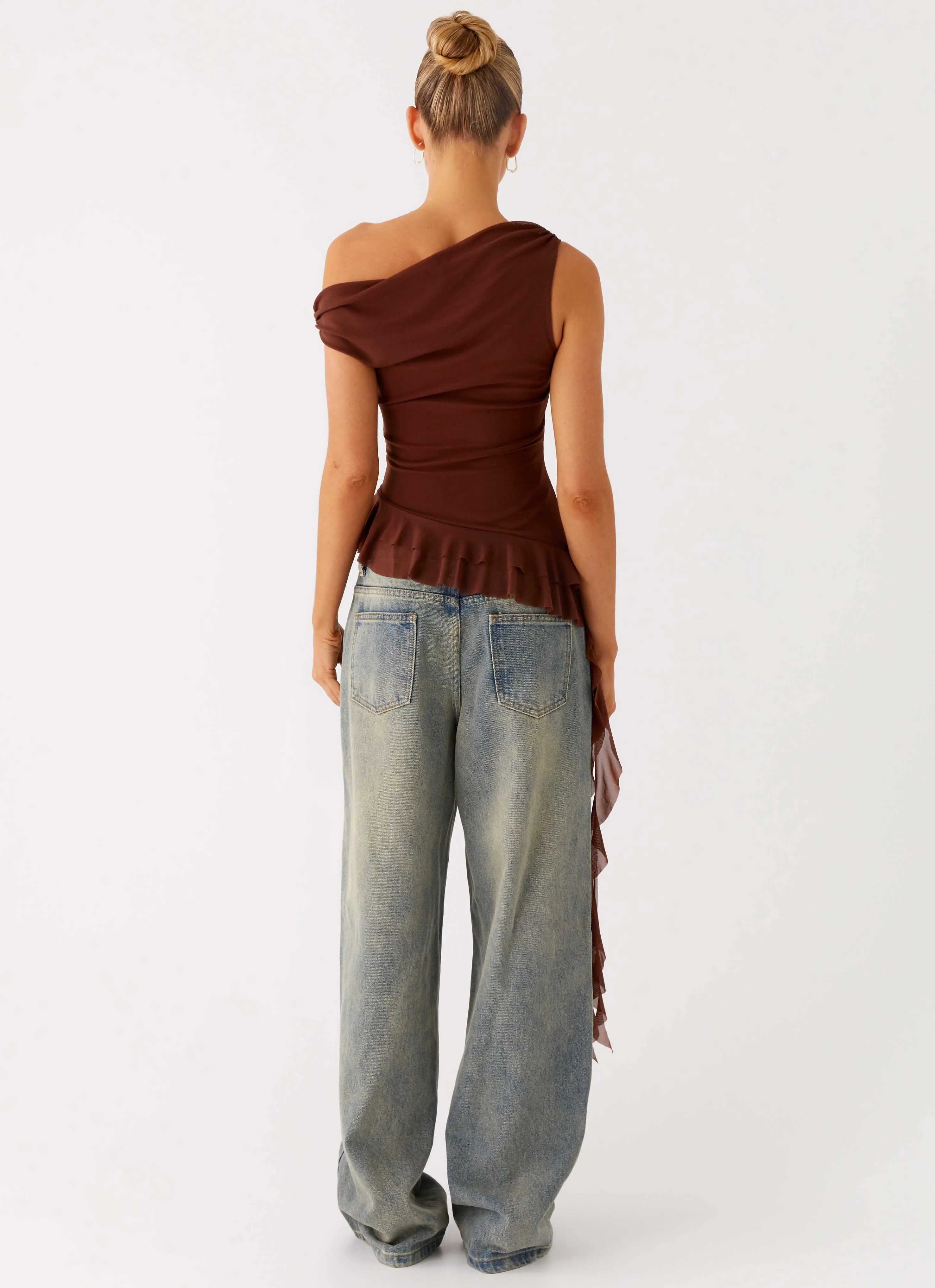 Breathable Lining Mica Top - Chocolate