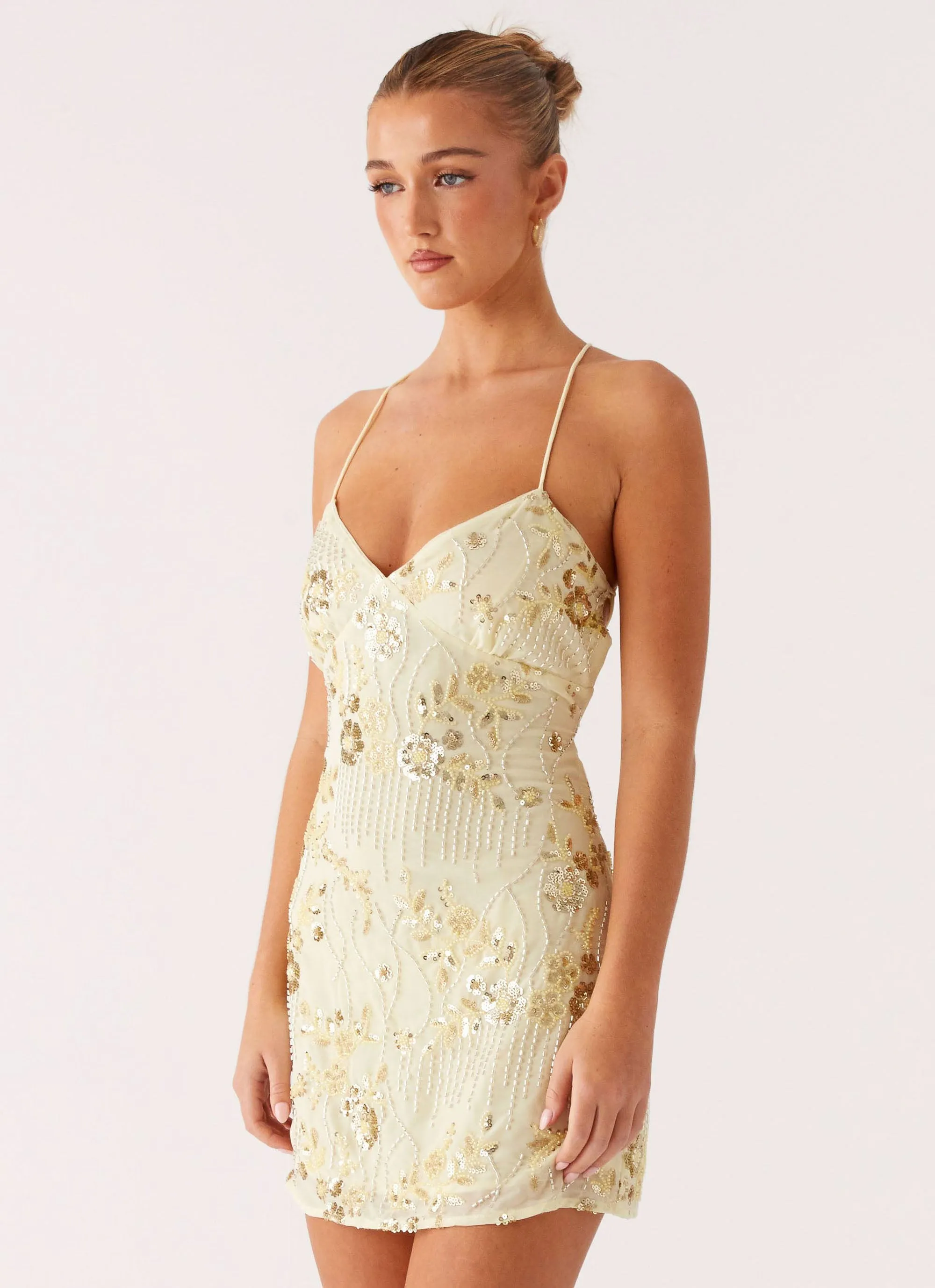 Vietta Sequin Cami Mini Dress - Yellow Comfort First Seasonal Comfort