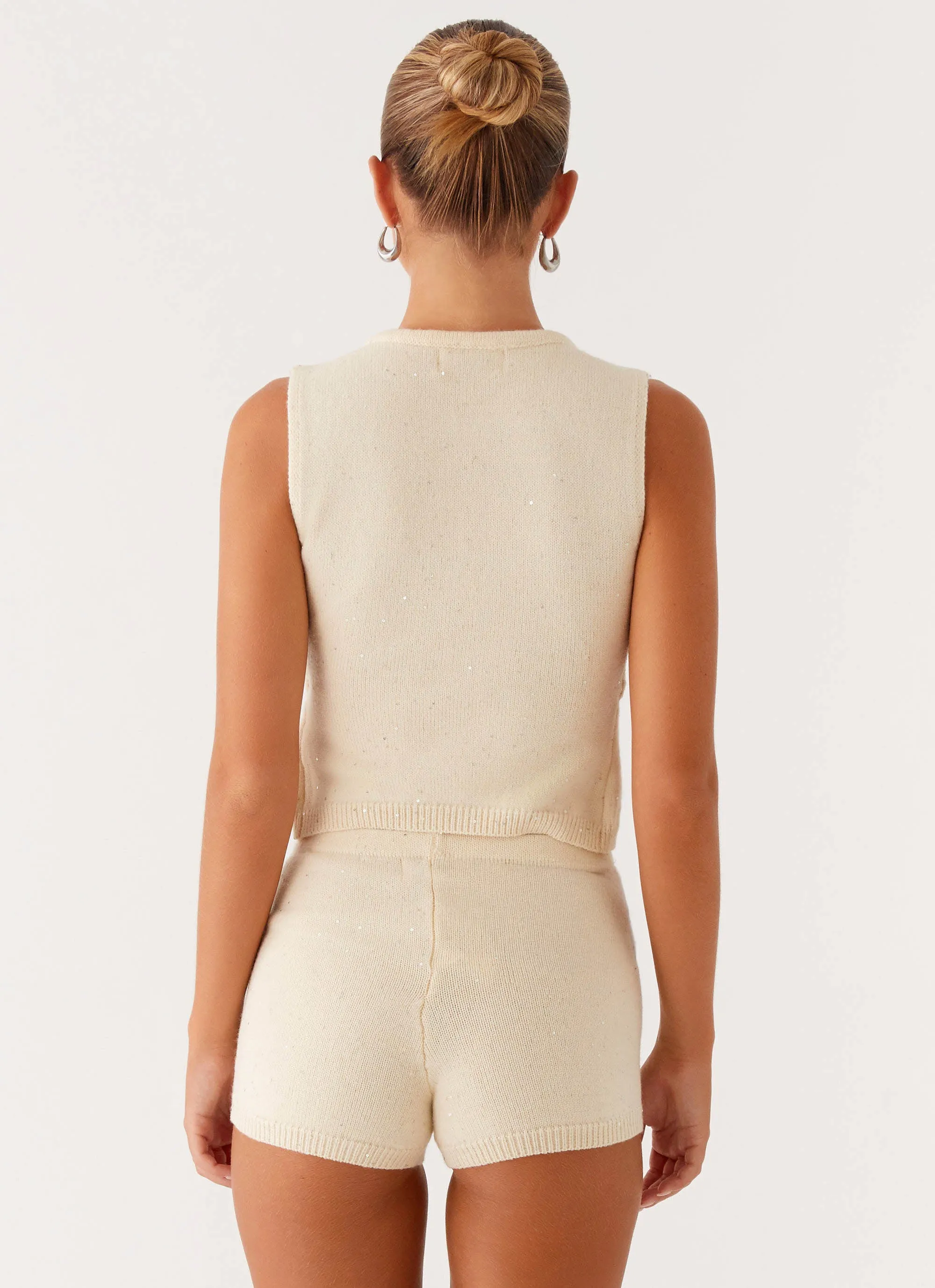 Ownley Sequin Knit Shorts - Ivory ReinforcedKnees