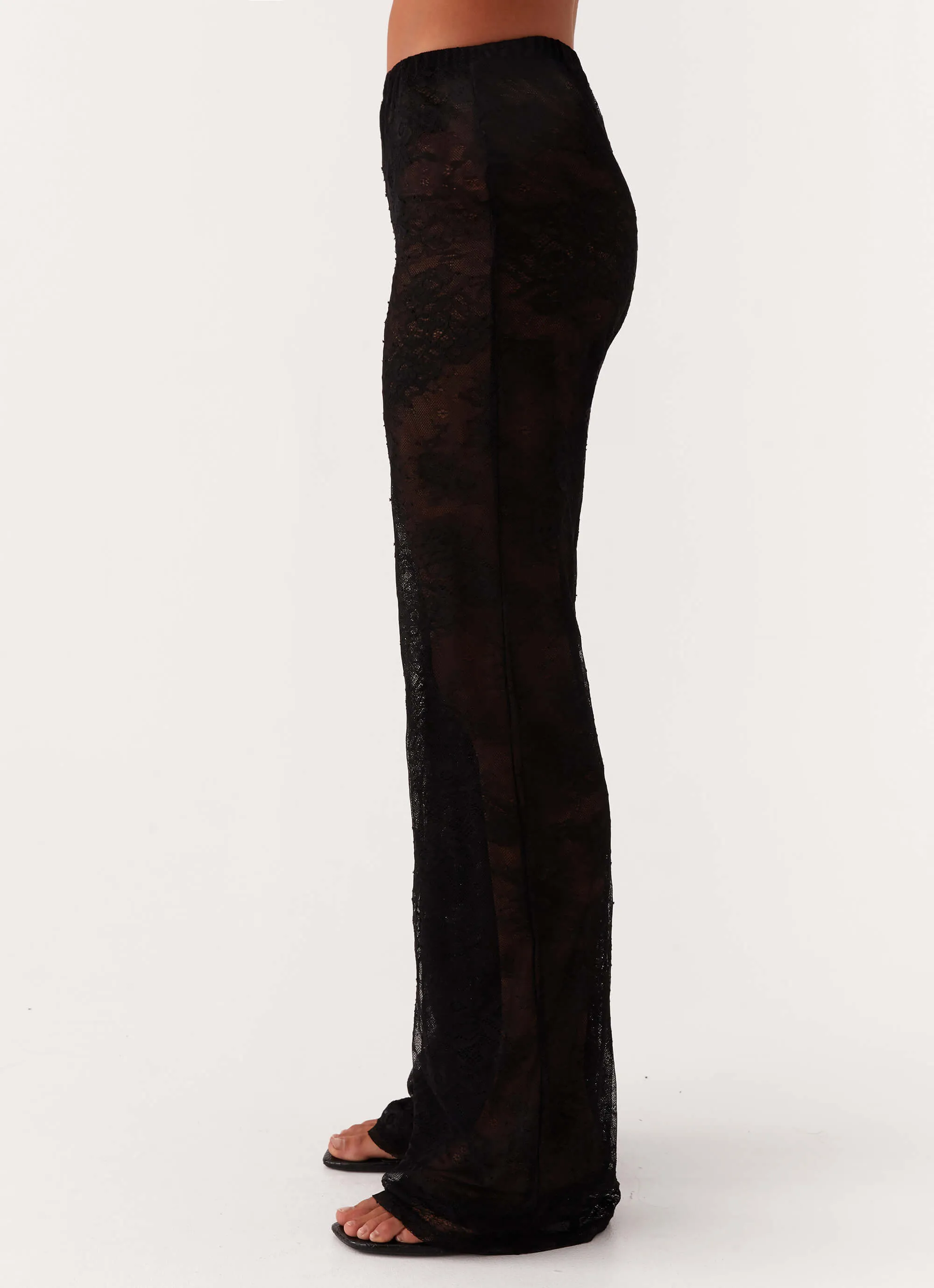 Fashionable Waist Paige Lace Pants - Black