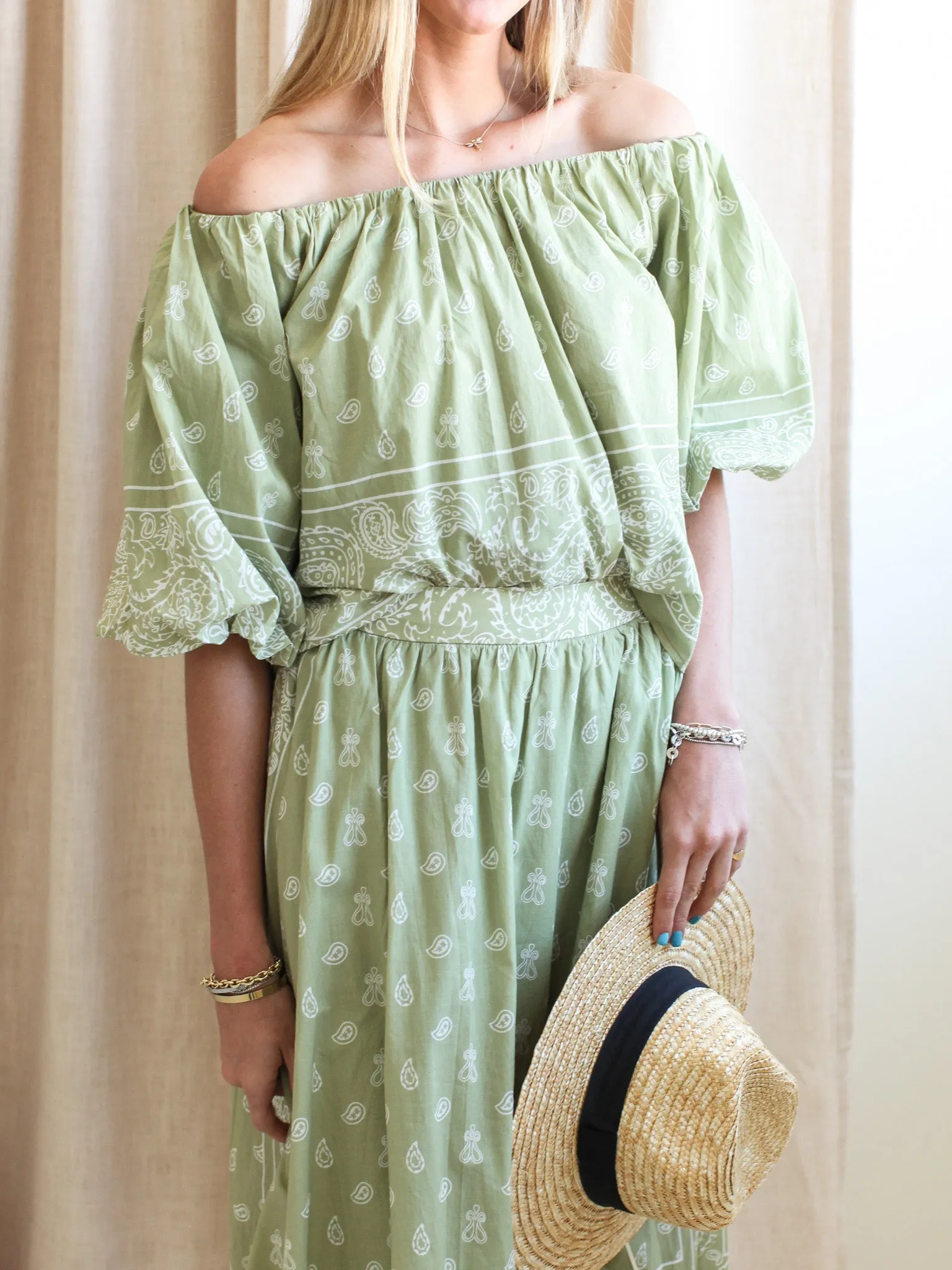 Paisley Short Sleeve Top Tubular Body Construction