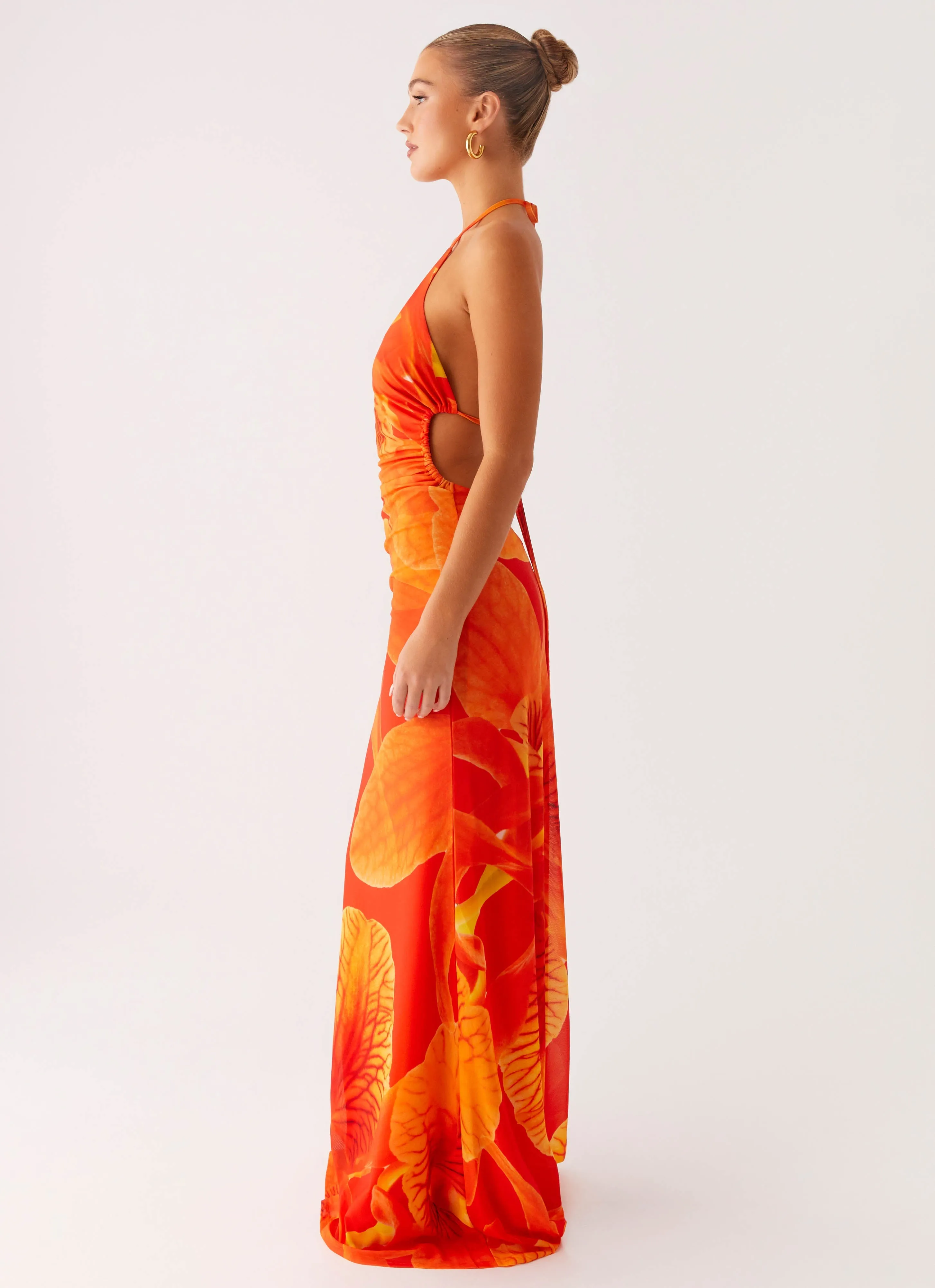 All-season garment Trend-Inspired Palawan Mesh Maxi Dress - Orange Floral