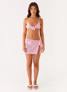 Palazzo Crochet Wrap Skirt - Pink Chic casual